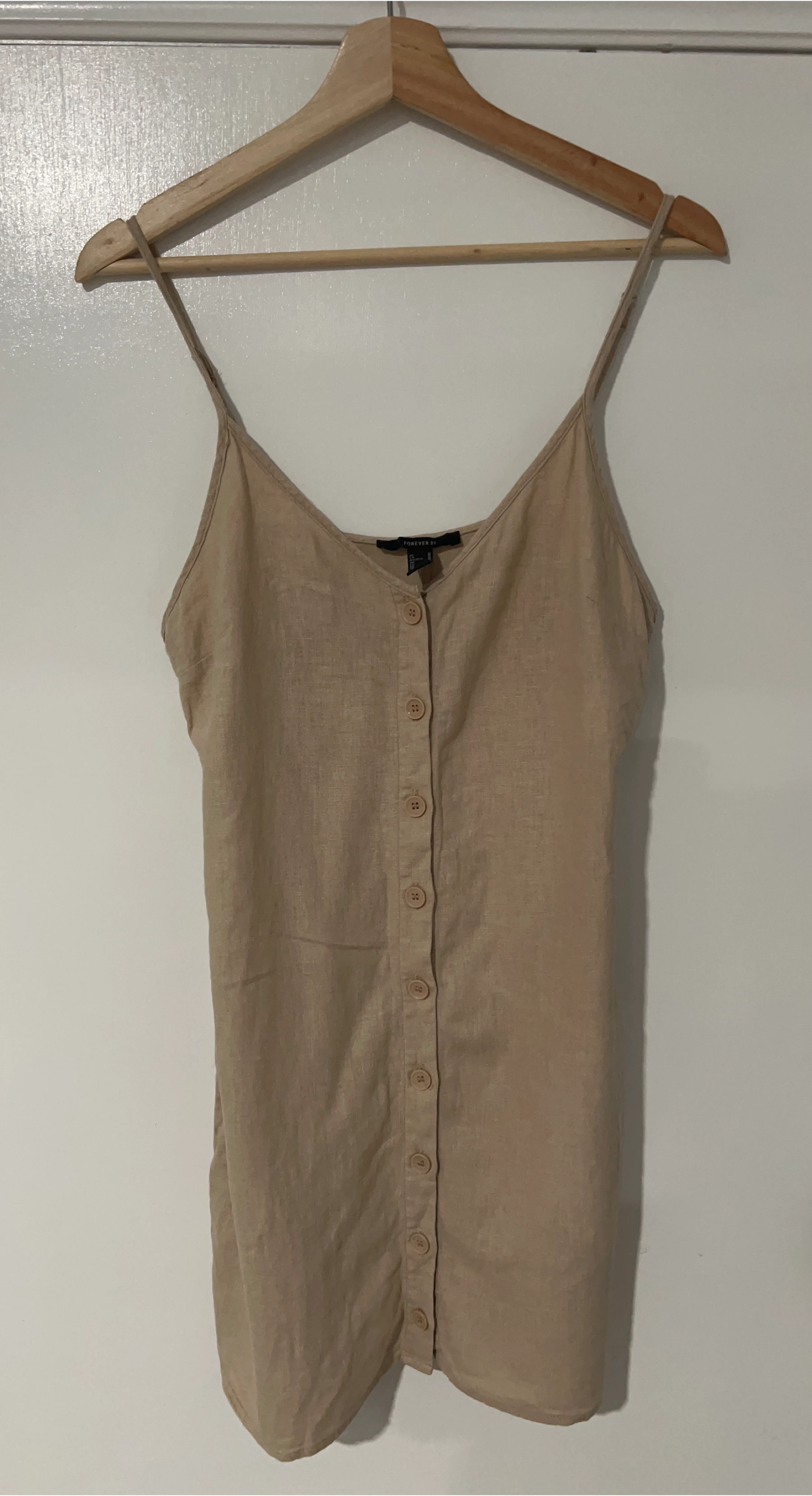 Forever 21 Button-Front Linen Blend Dress