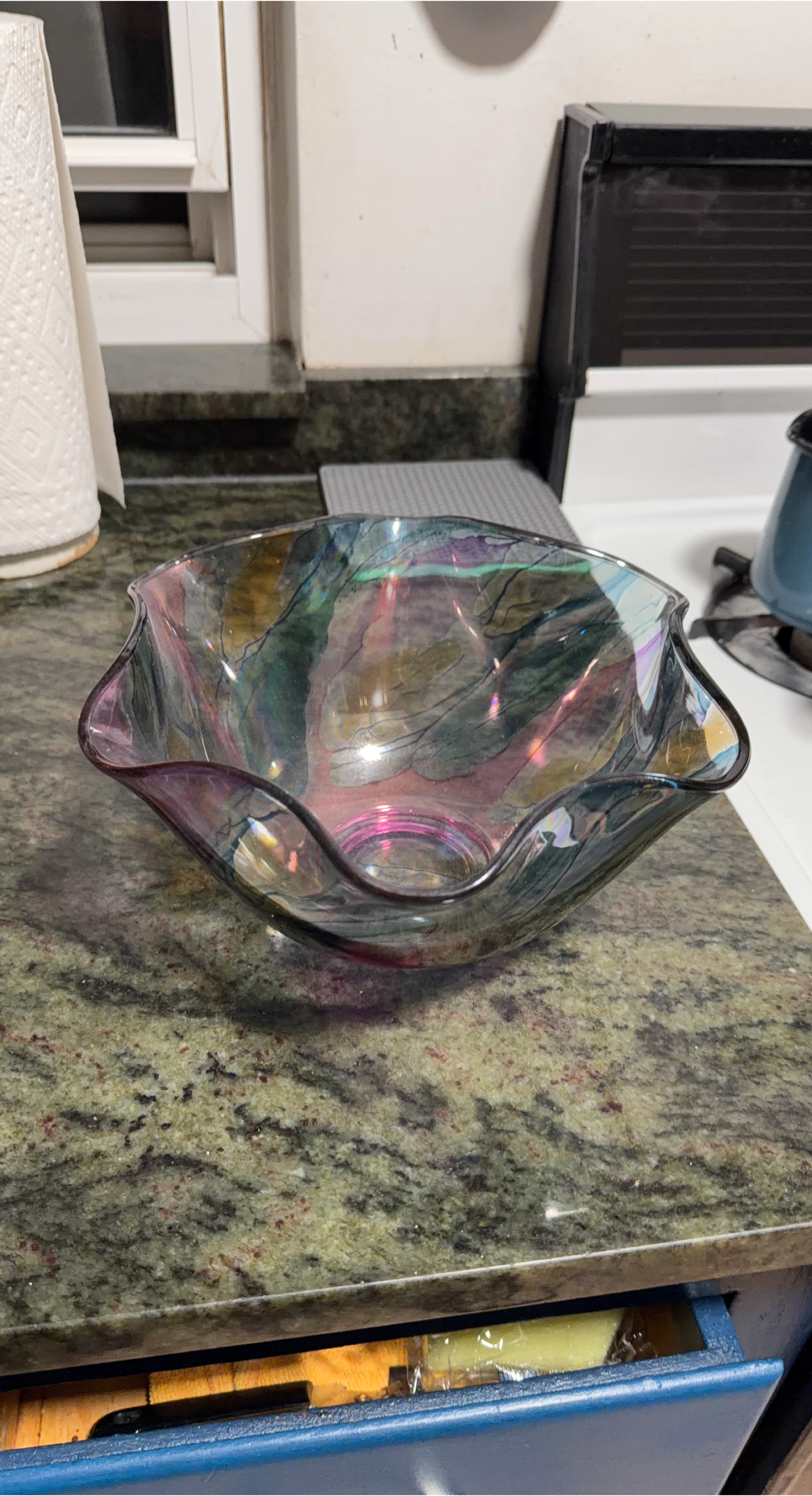 Iridescent Decorative Glass Bowl