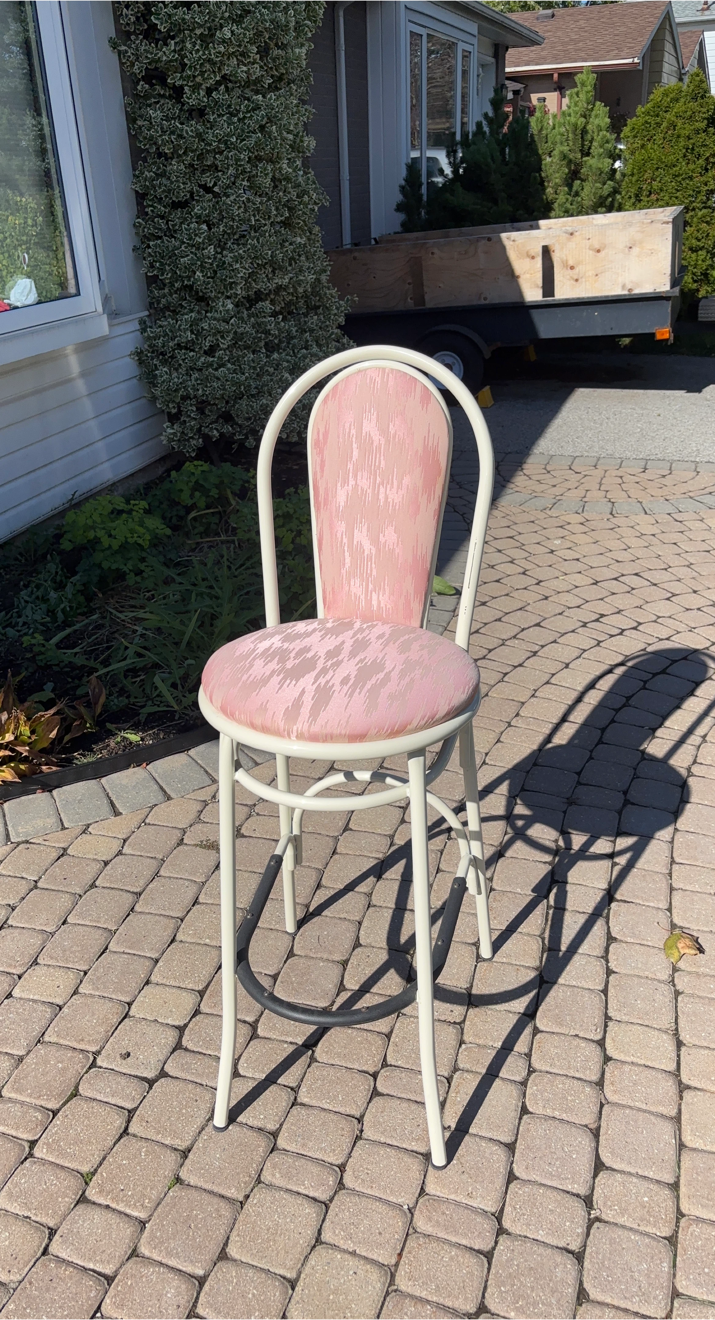 Pink Patterned Upholstered Bar Stool thumbnail