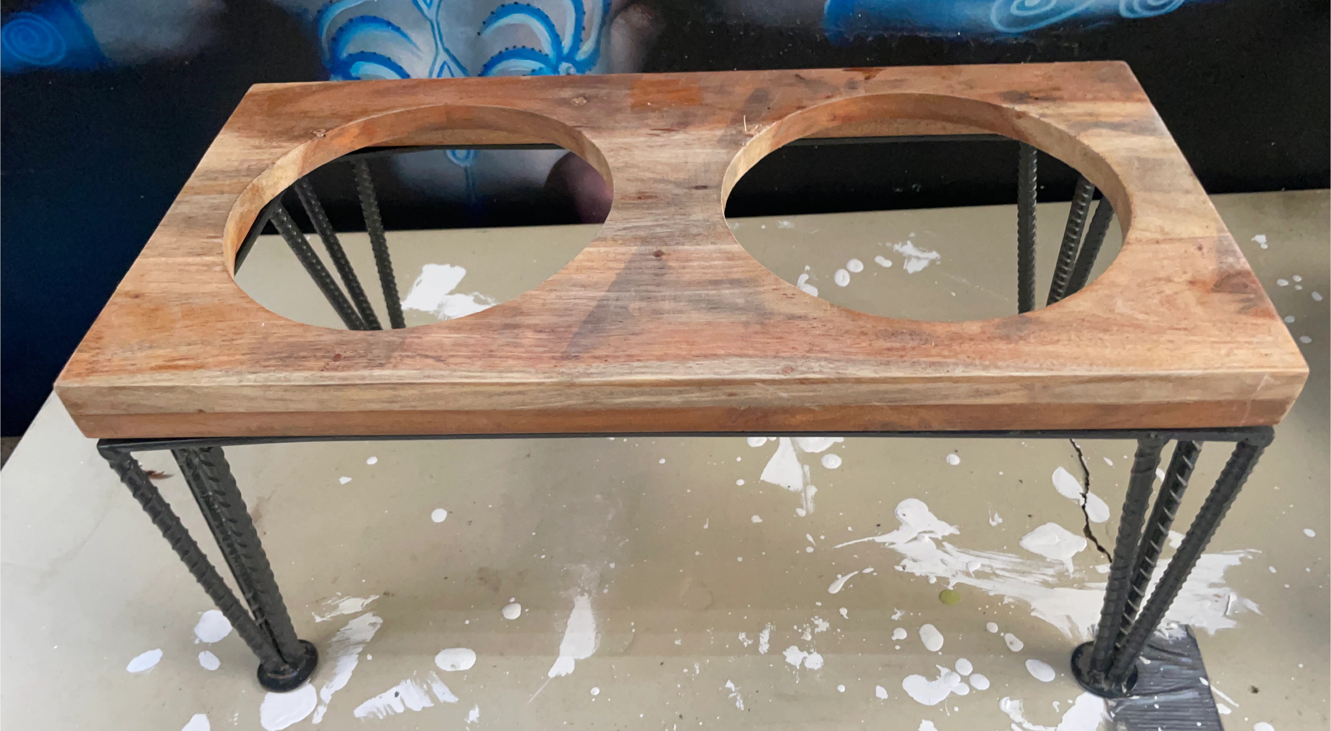 Wooden Double Dog Bowl Stand thumbnail