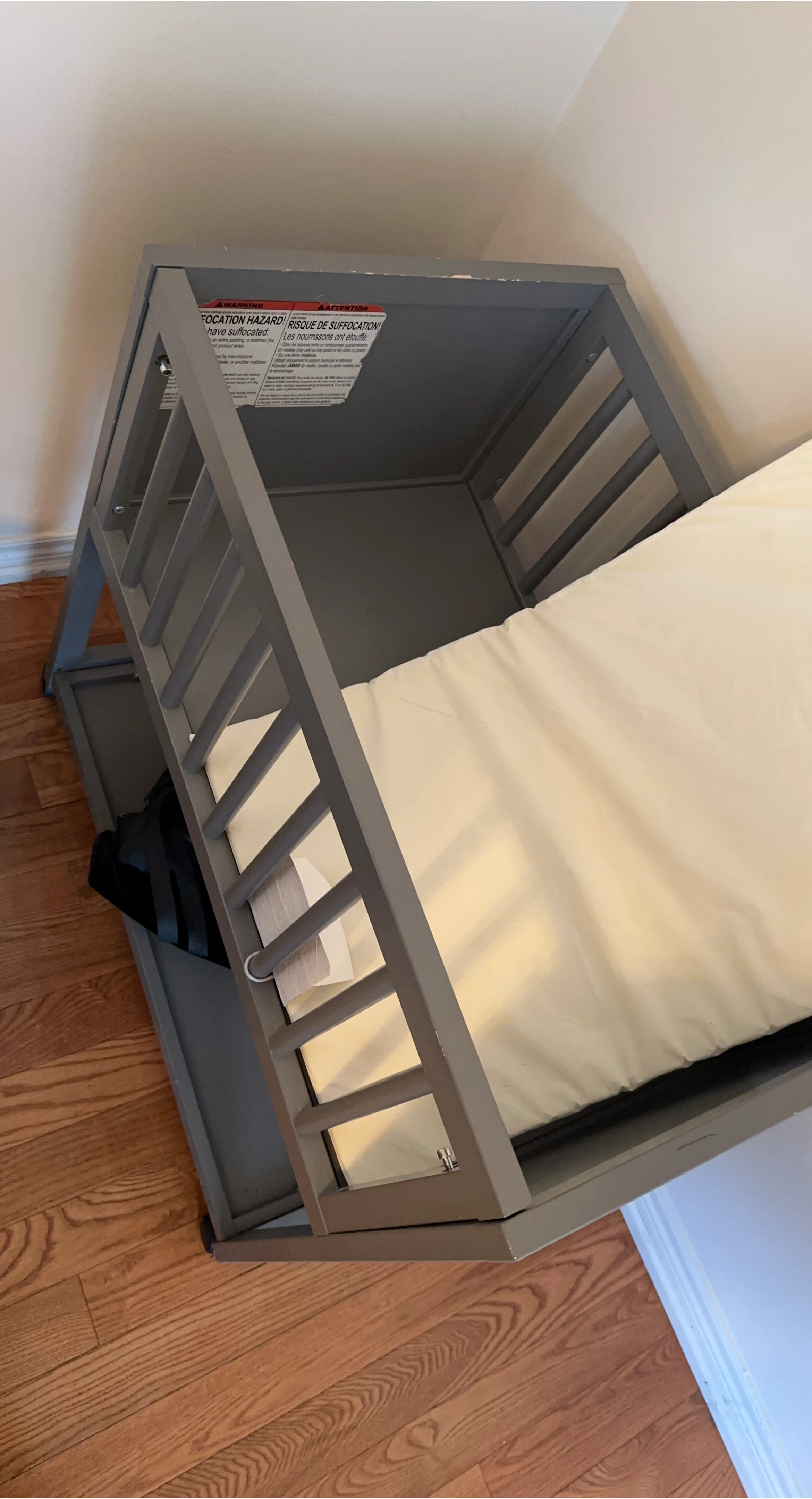 Grey Baby Crib with Mattress thumbnail