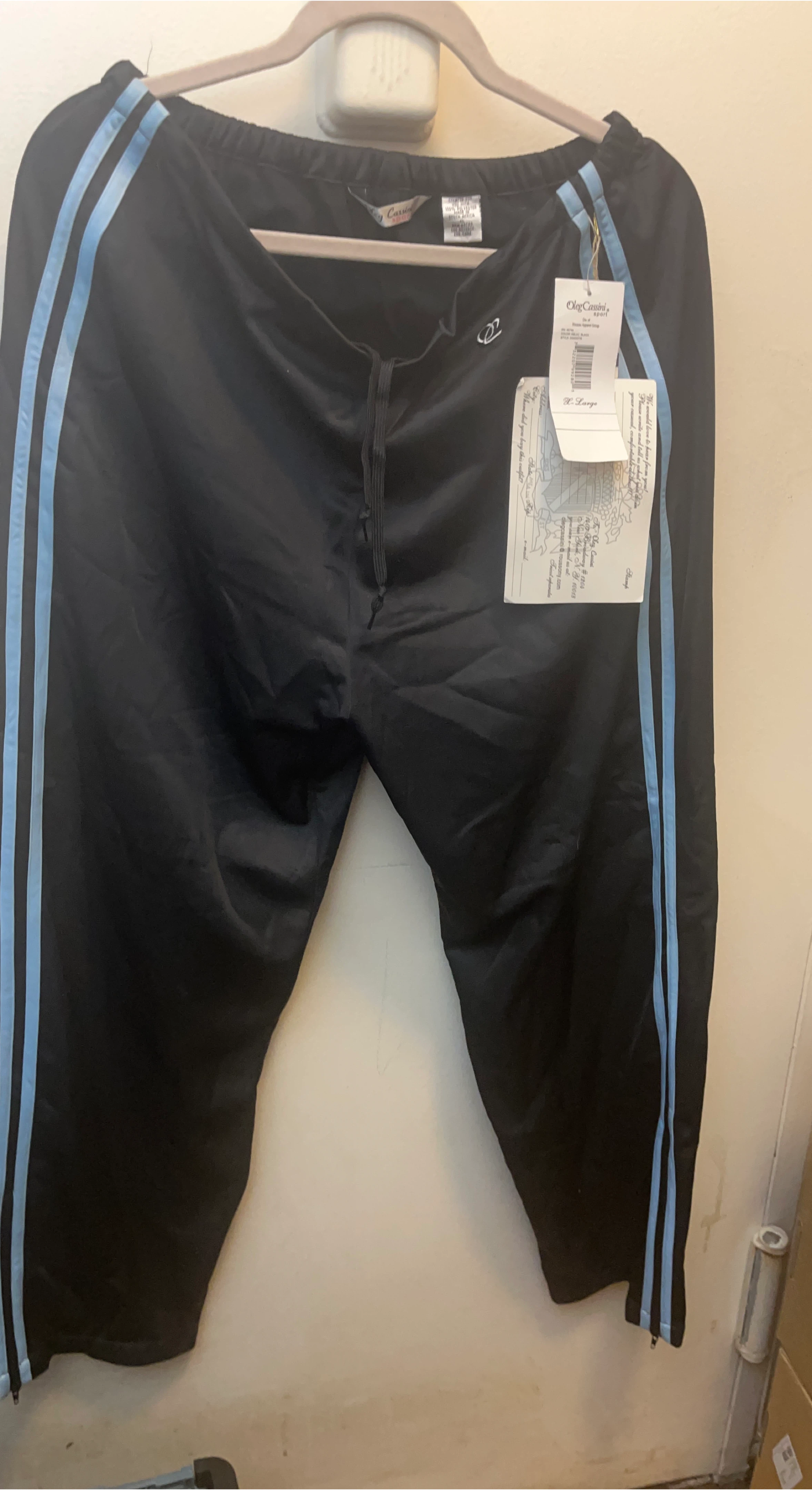 Oleg Cassini Sport Black Track Pants XL