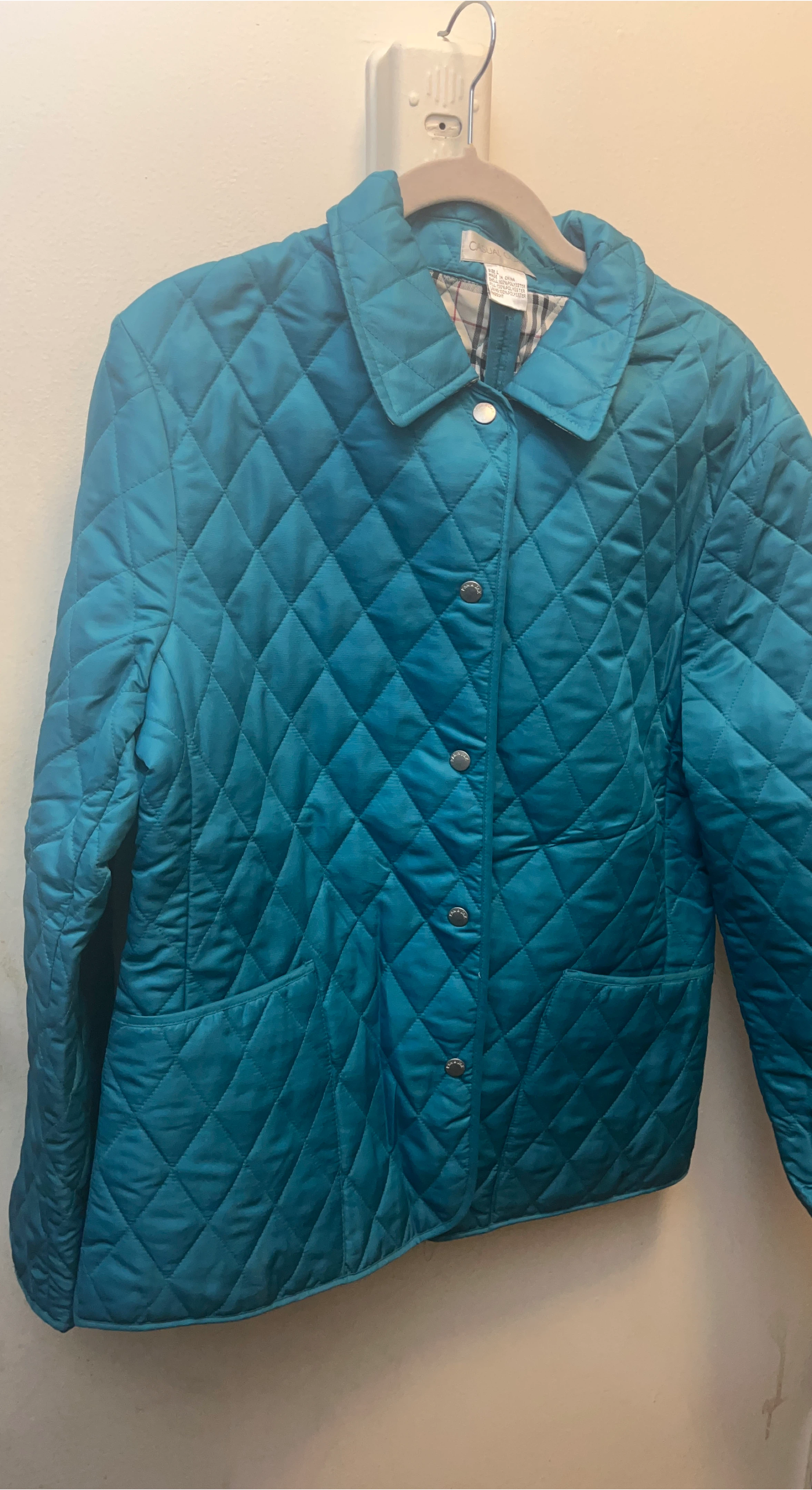 Casual Isle Teal Quilted Jacket - Size L