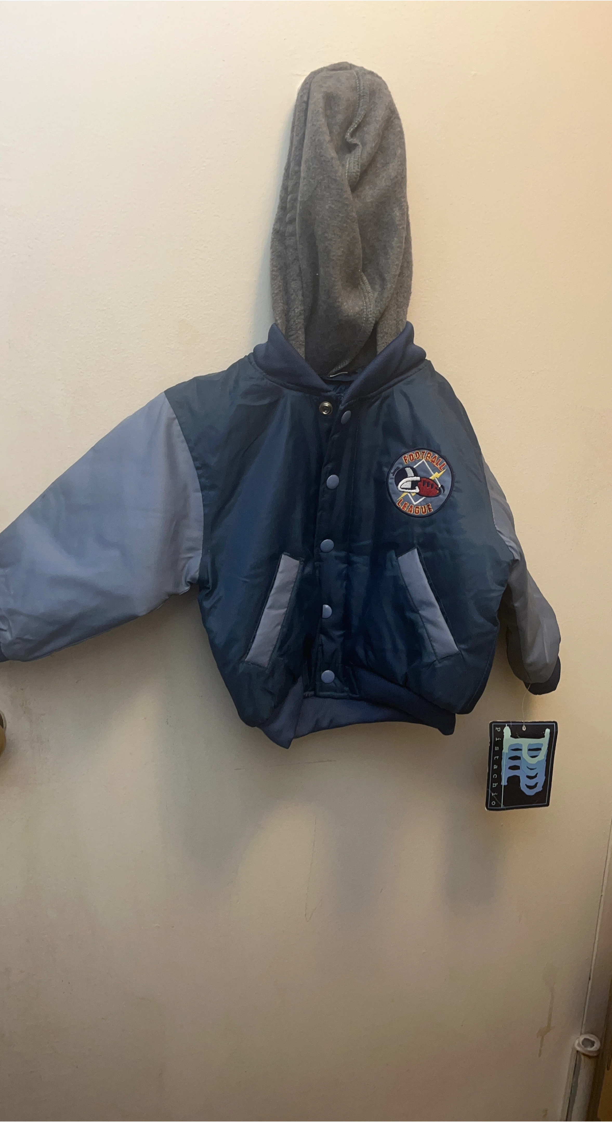 Pistachio Baby Varsity Jacket with Hood