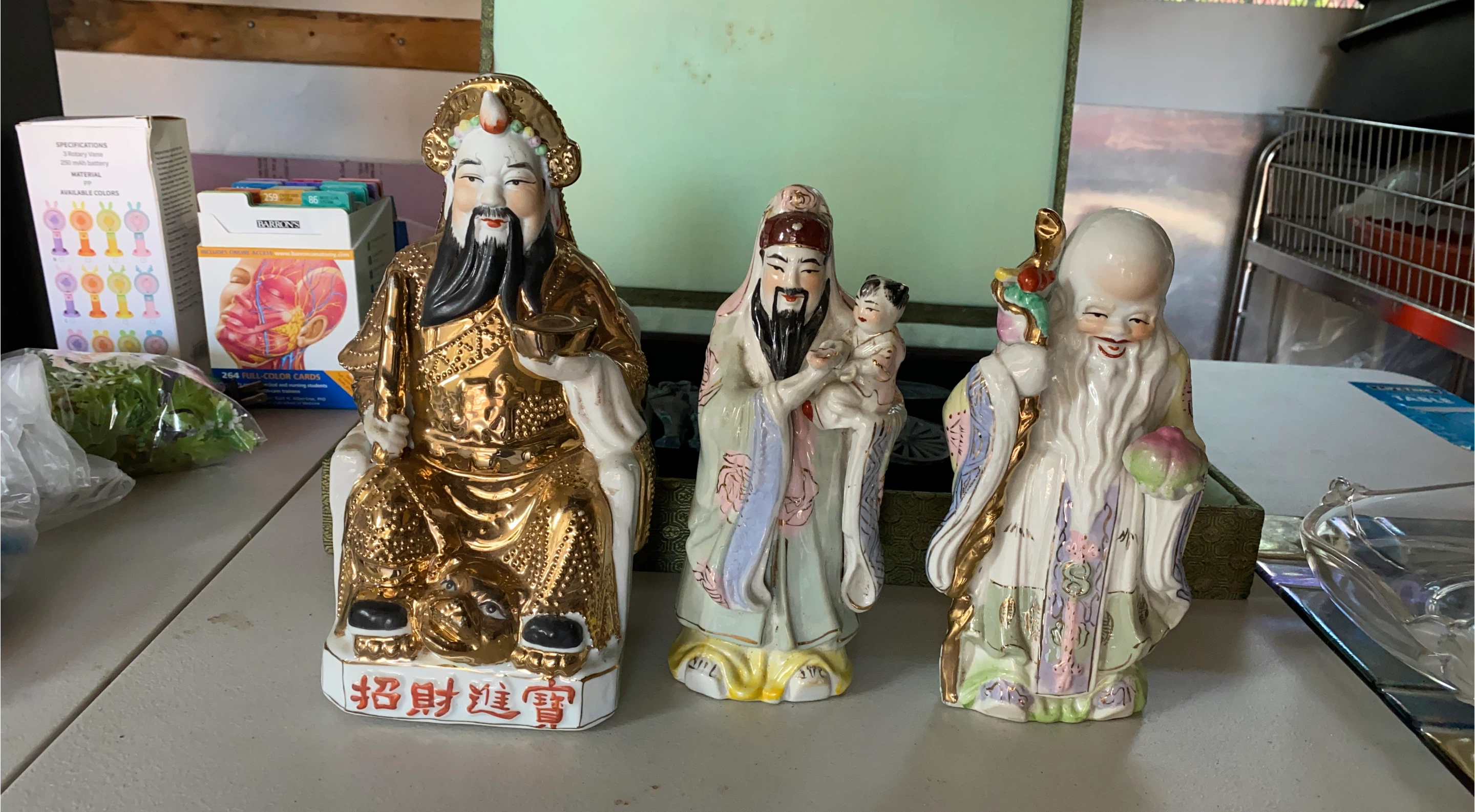 Set of Three Chinese God Figurines thumbnail