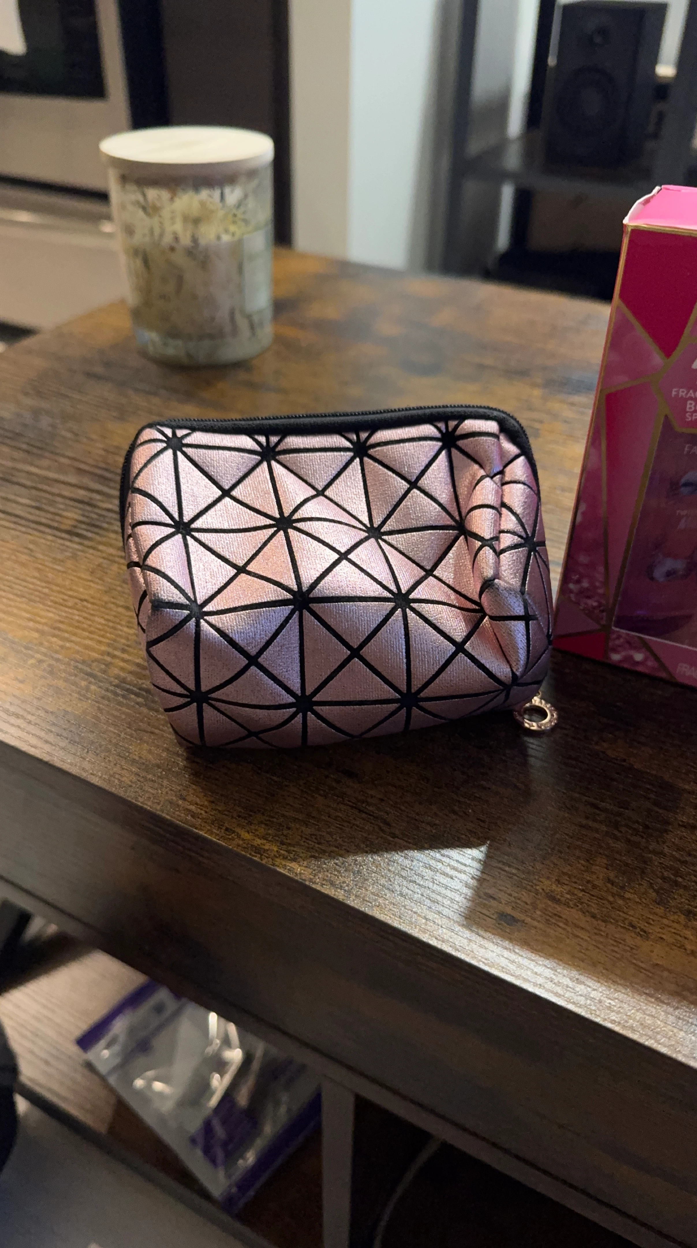 Pink Geometric Makeup Bag thumbnail