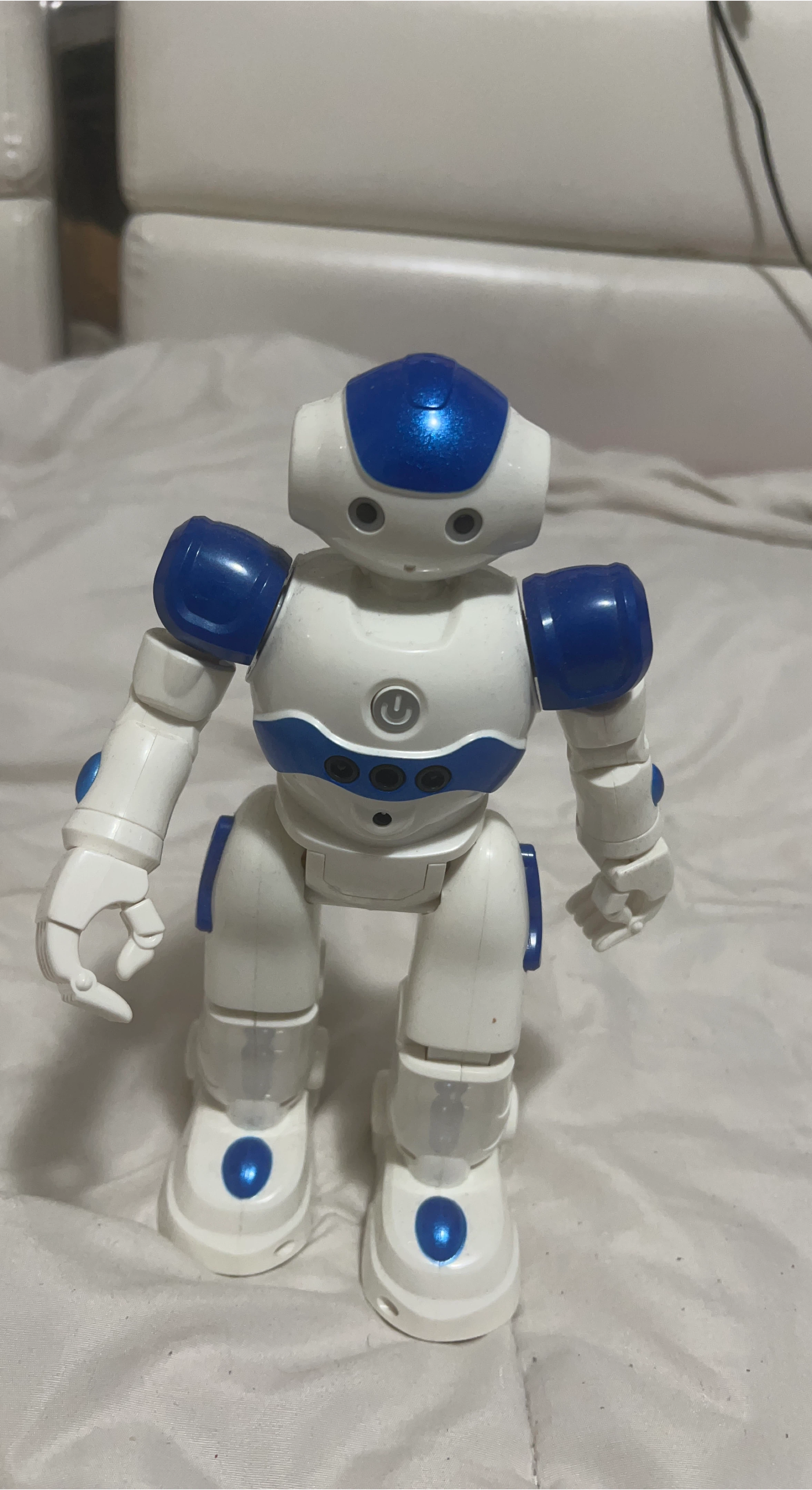 White & Blue Robot Toy
