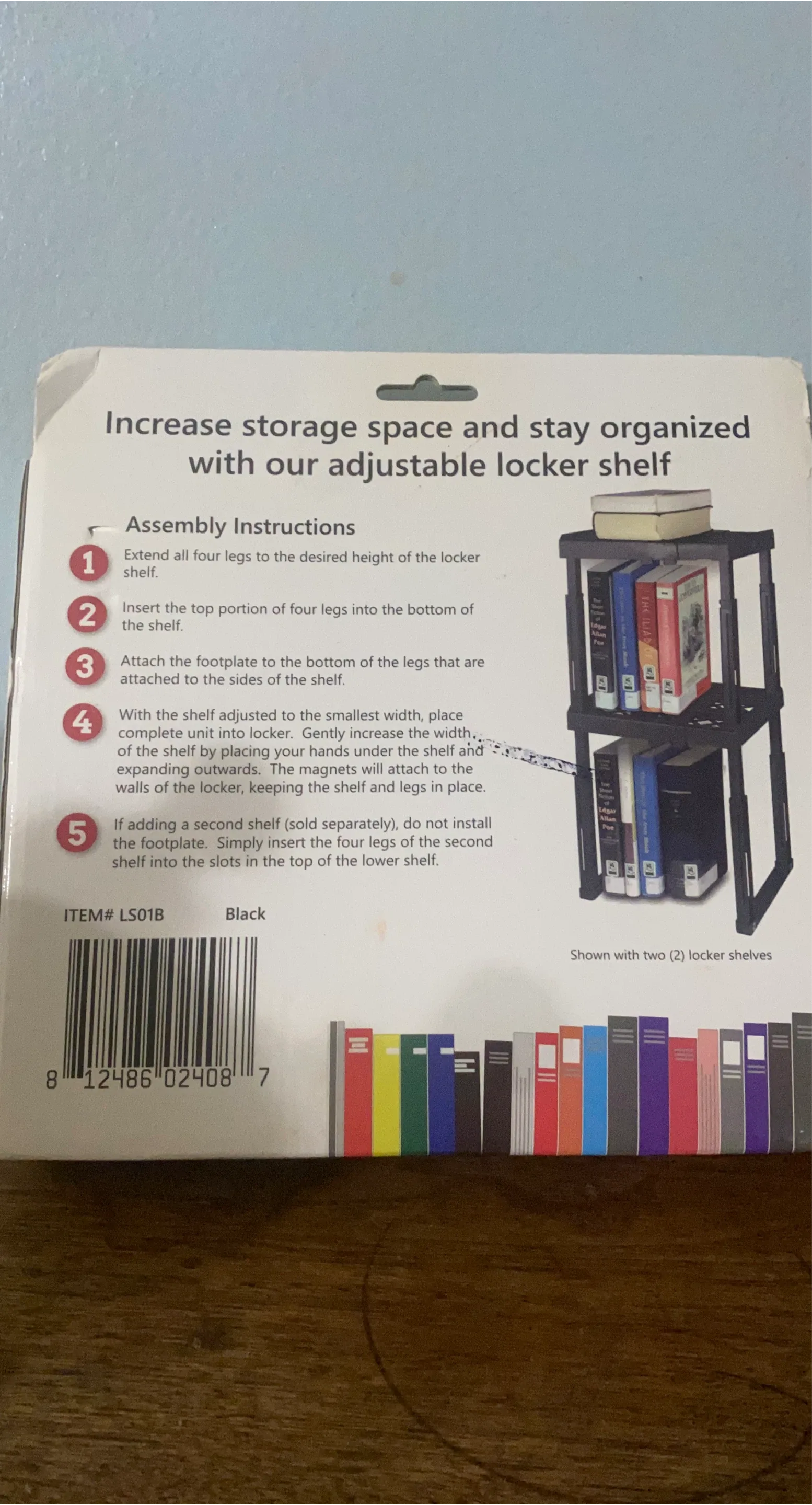 Adjustable Locker Shelf - Black