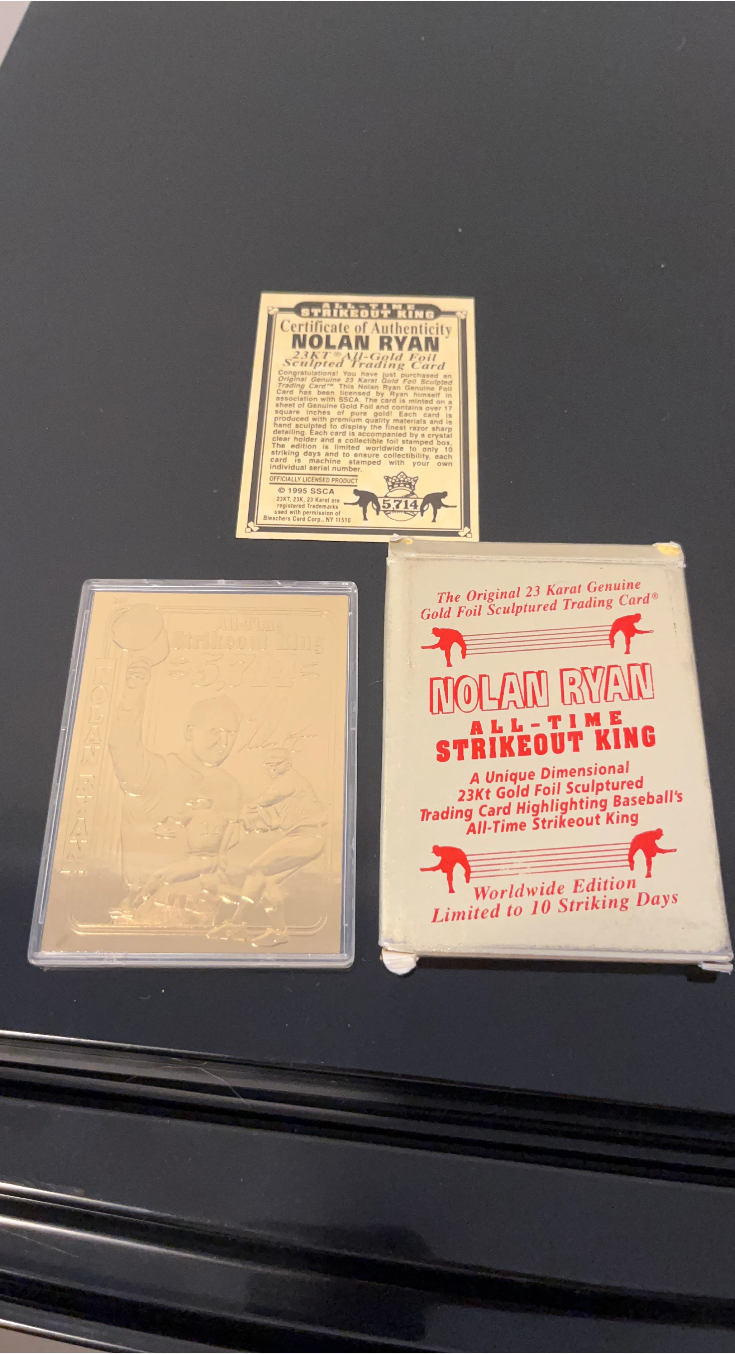 Nolan Ryan 23KT Gold All-Time Strikeout King Trading Card thumbnail