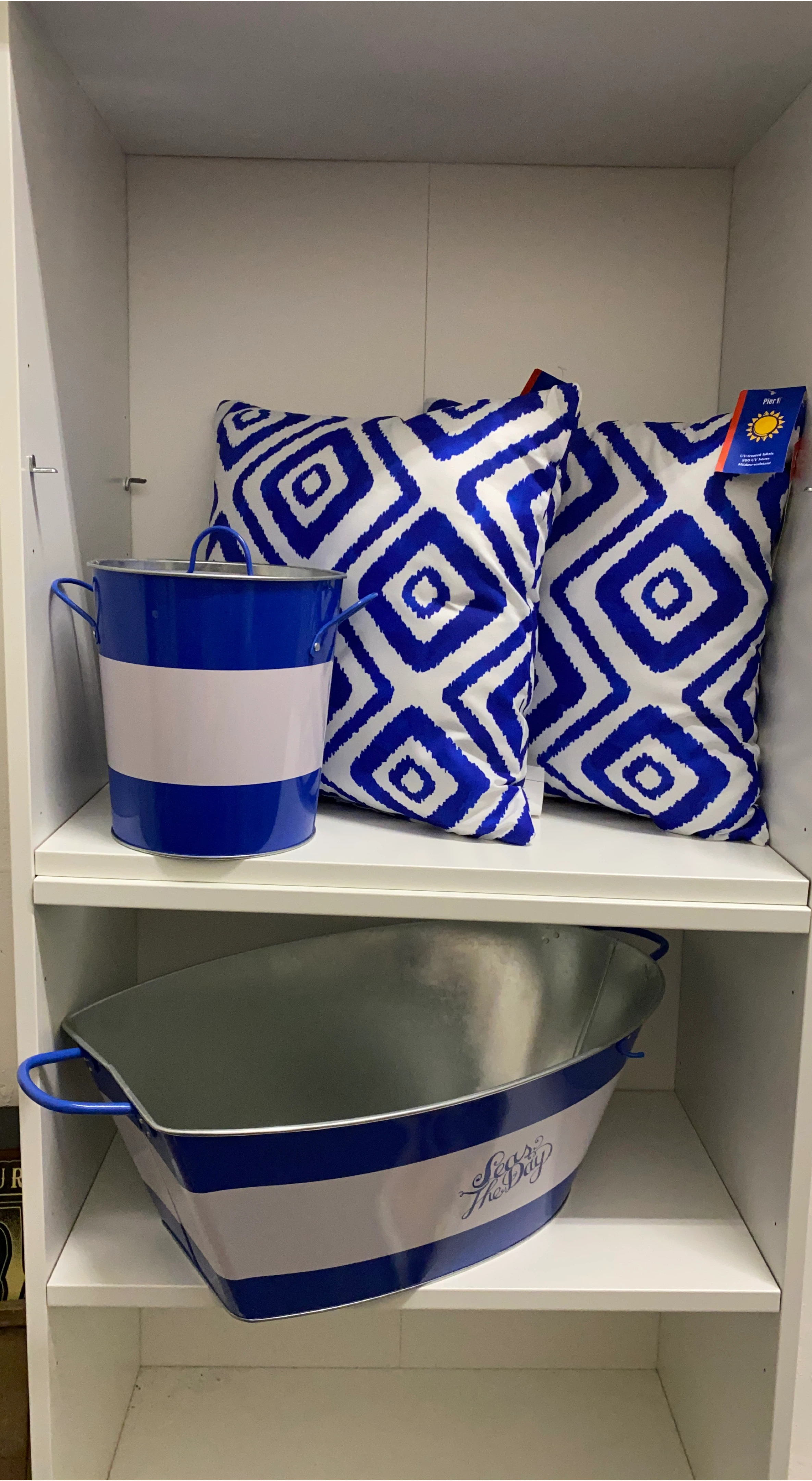 Pier 1 Throw Pillows & 2 Decorative Bucket thumbnail