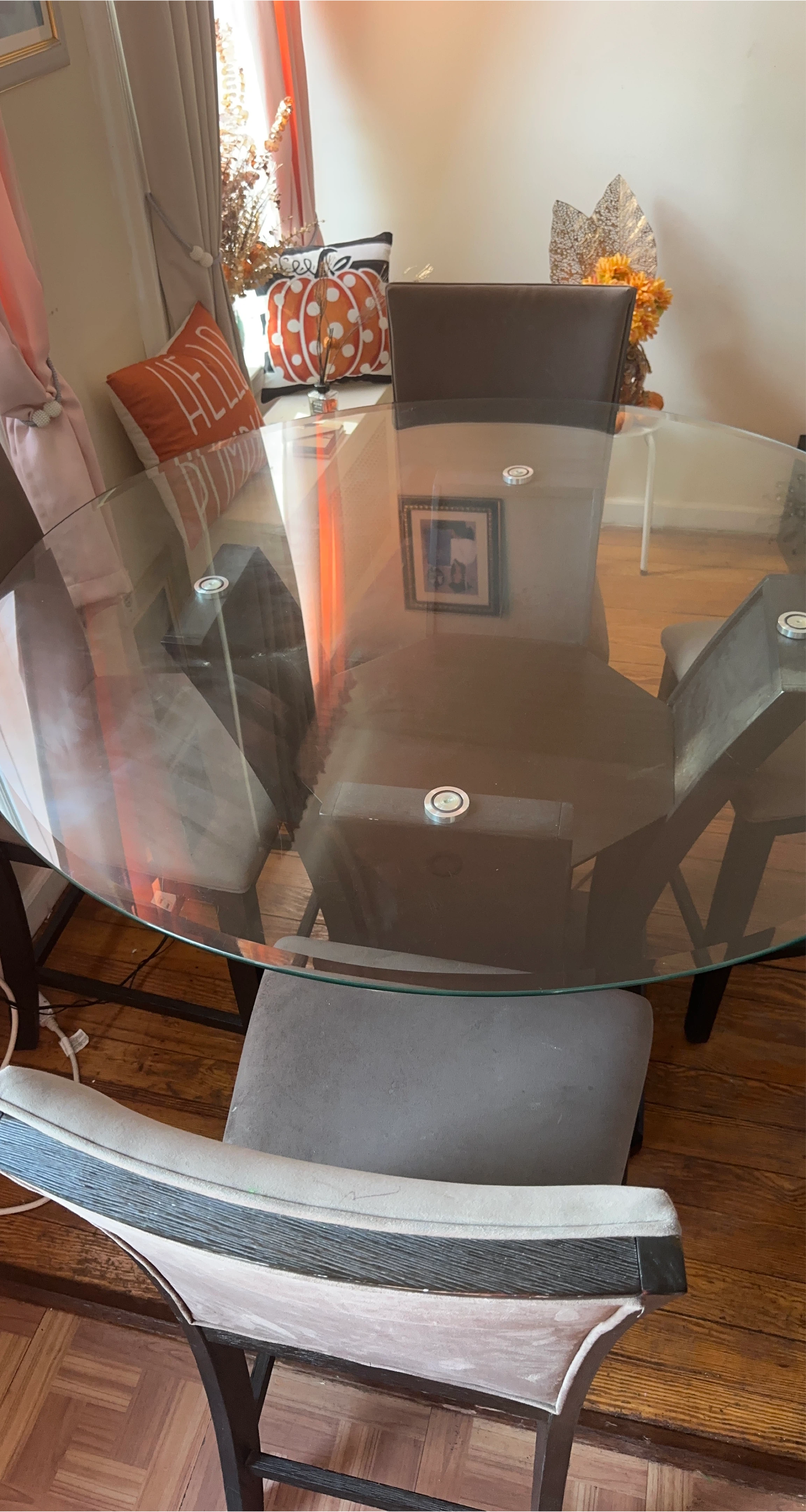 Glass Top Dining Table with 4 Chairs