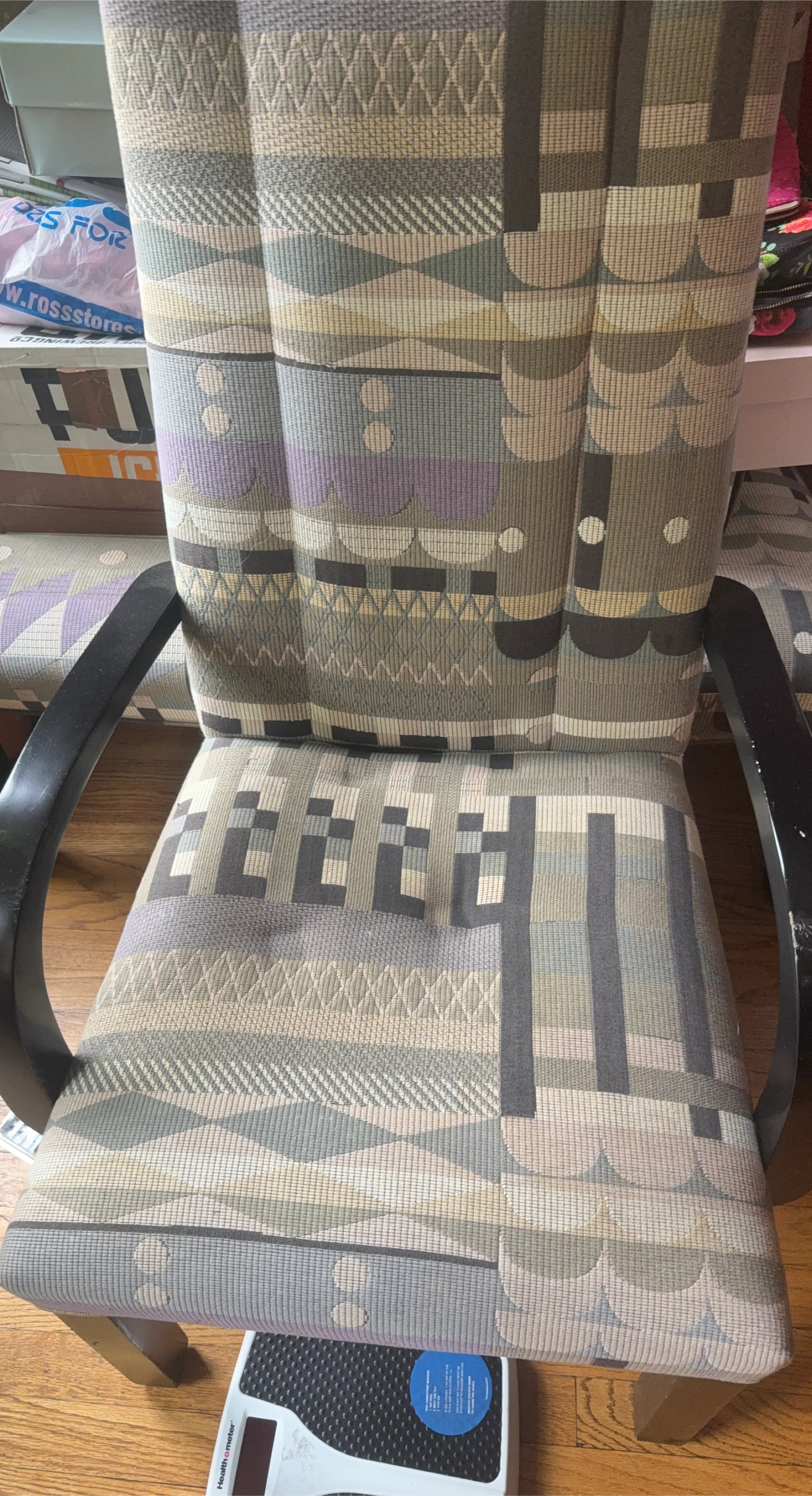 Upholstered Dining Chair with Black Arms
