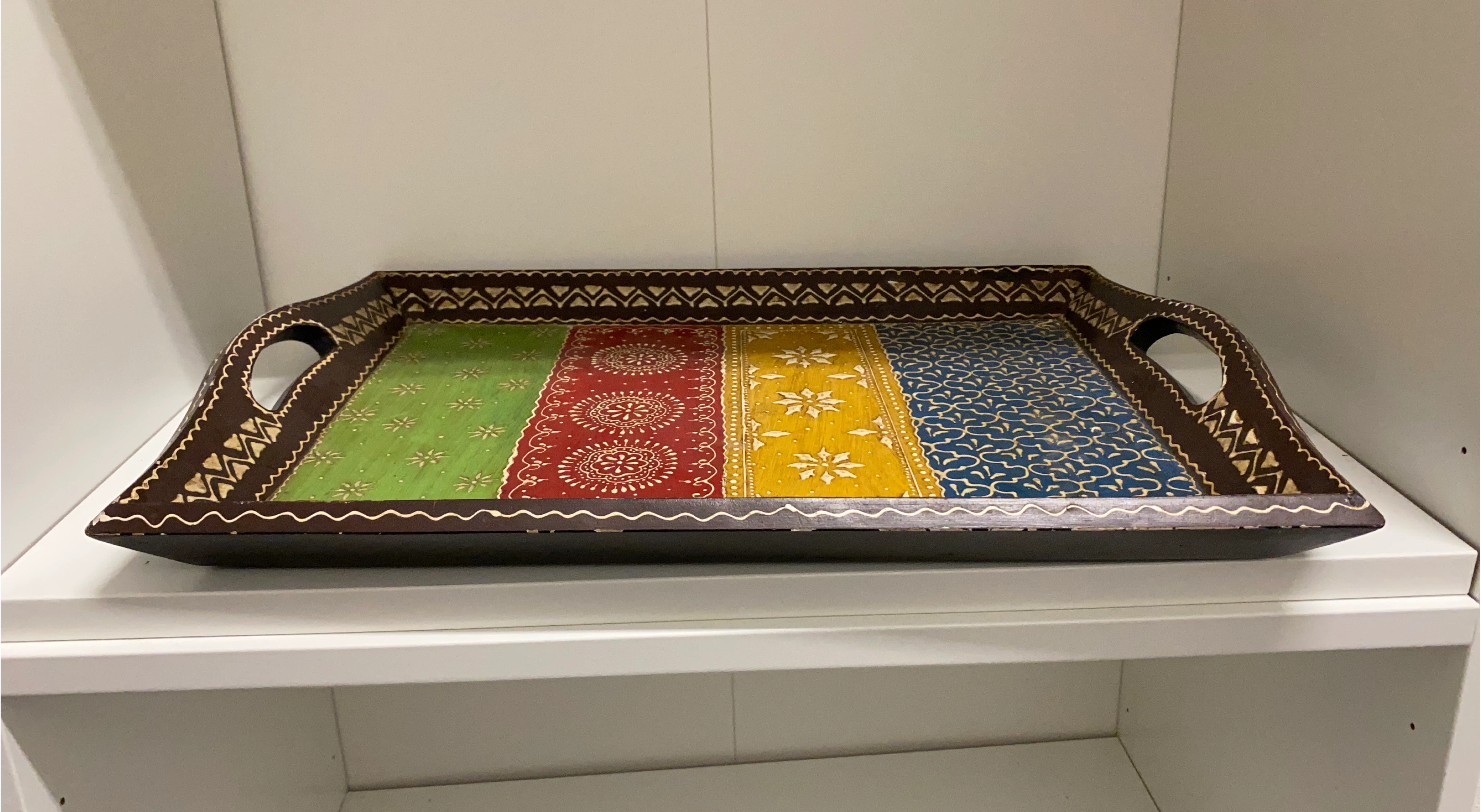 Decorative Serving Tray - Brown, Green, Red, Yellow, Blue thumbnail
