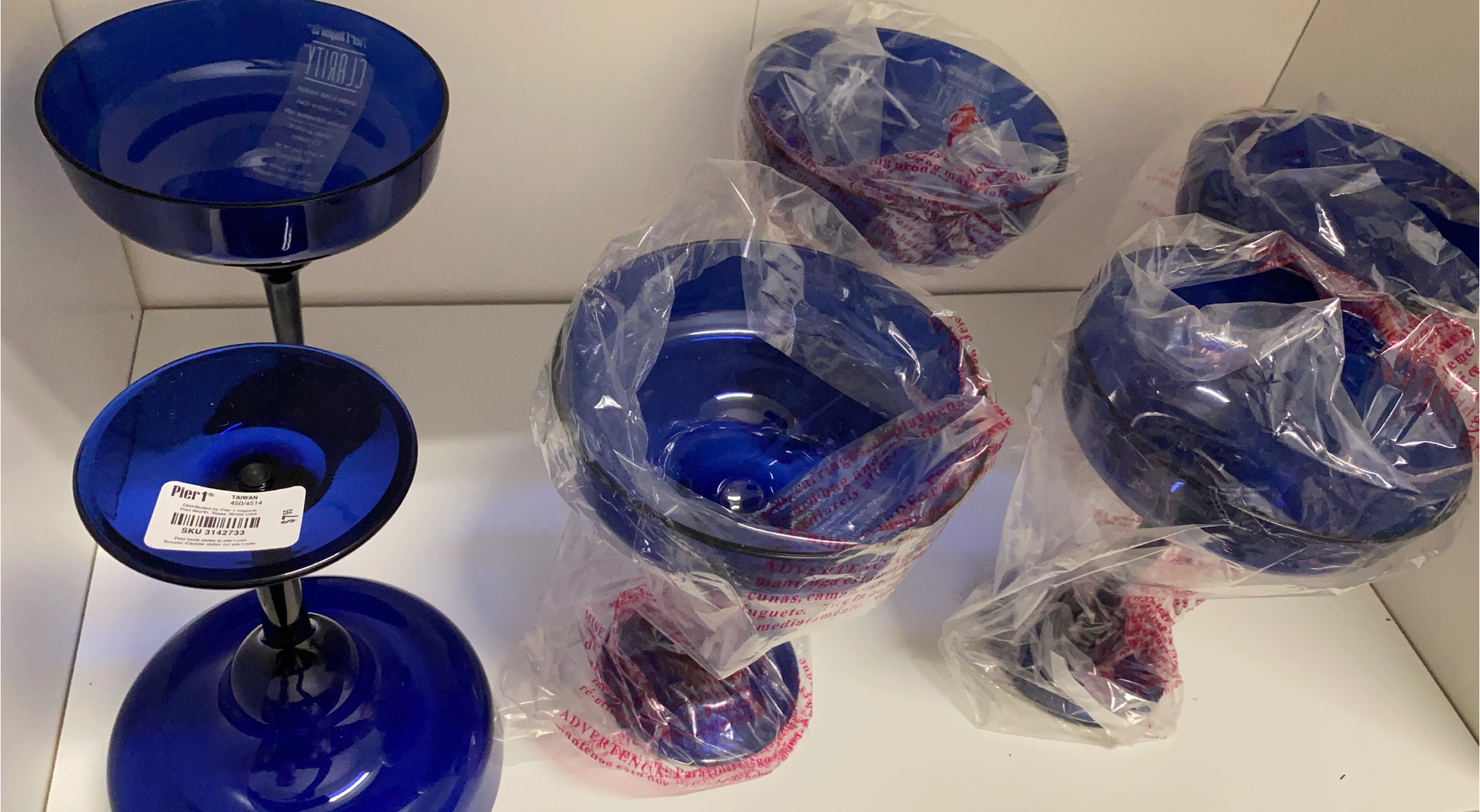 Pier 1 Cobalt Blue Coupe Glasses (Set of 6) thumbnail