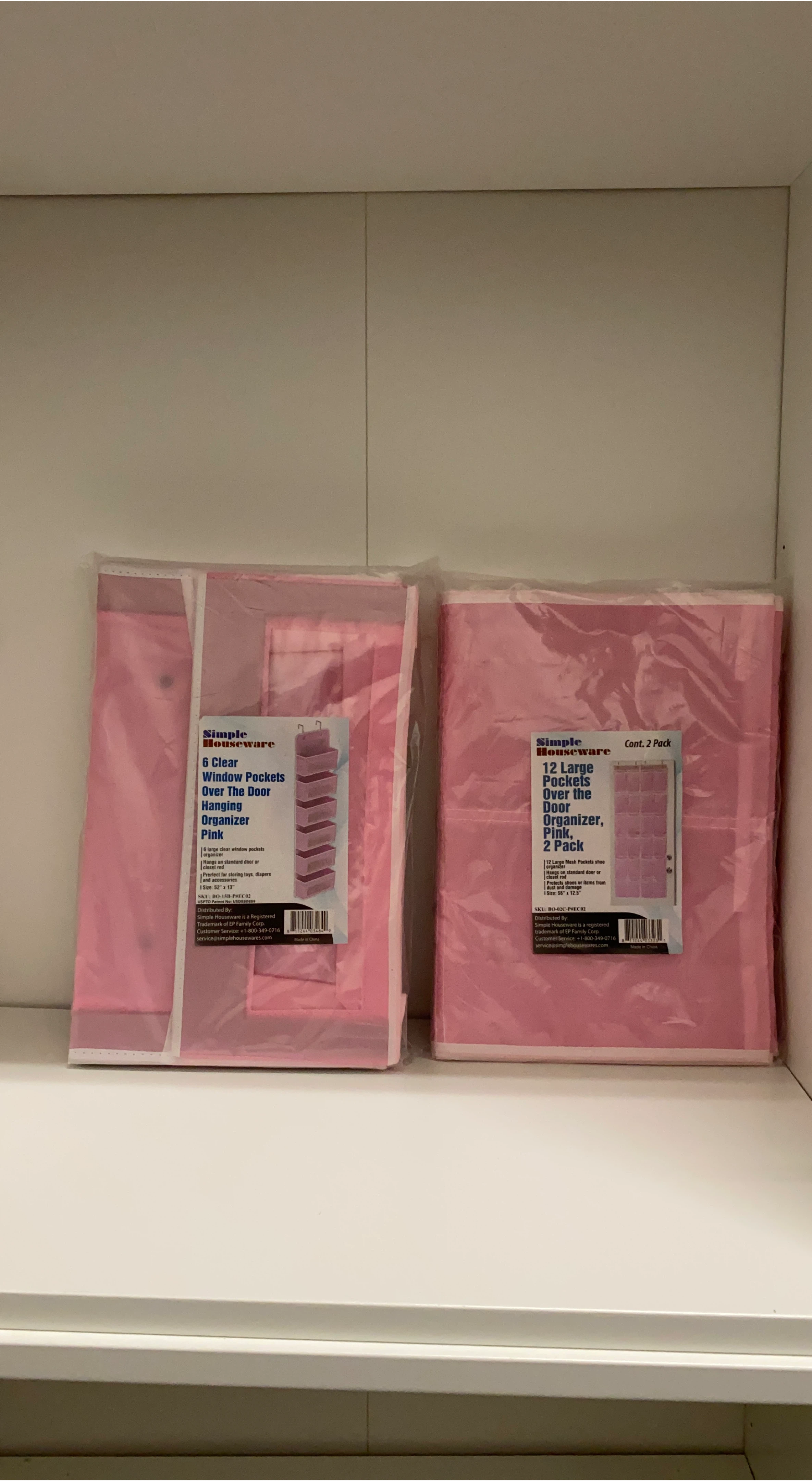 Simple Houseware Over The Door Organizer - Pink thumbnail