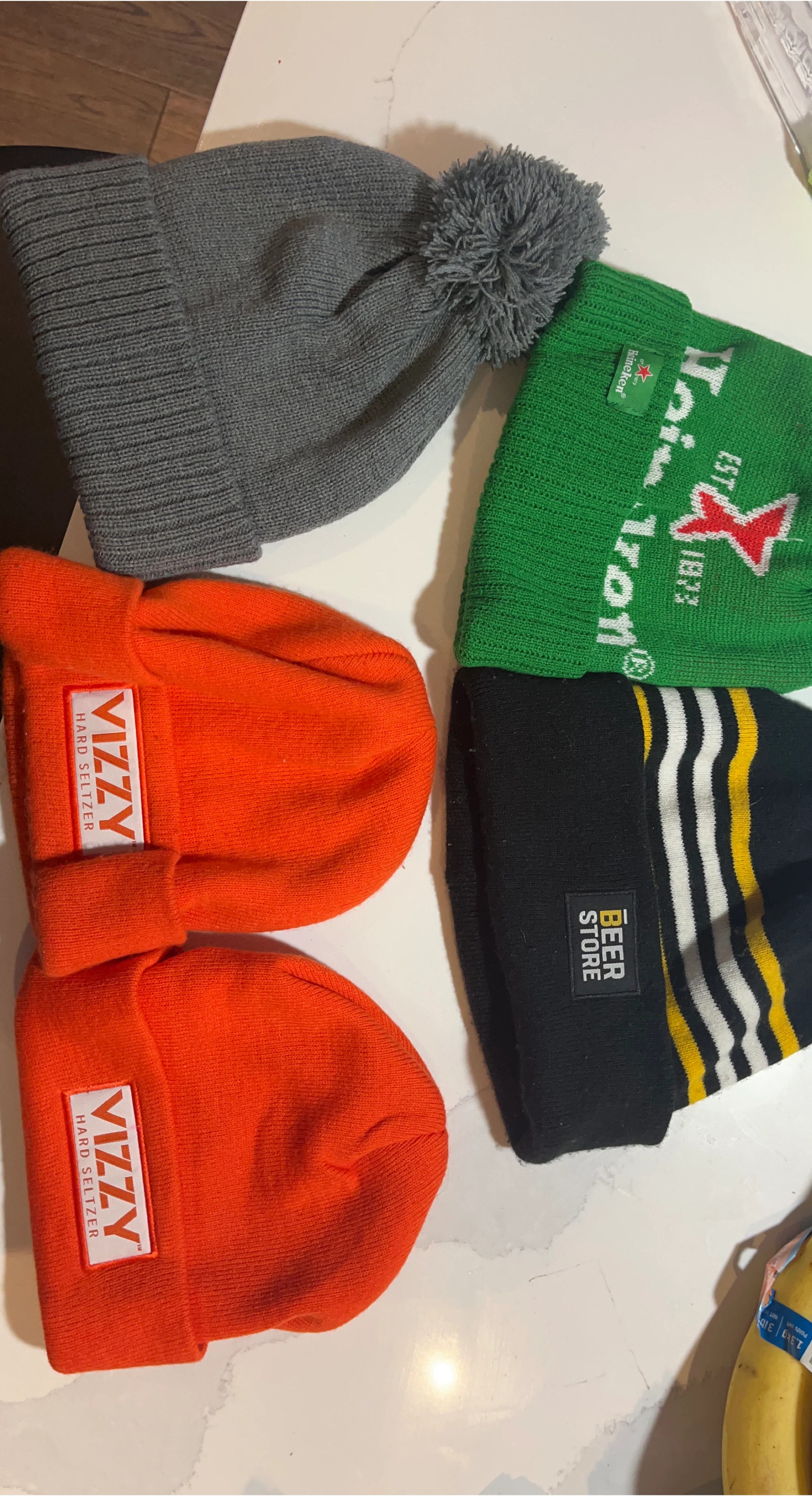 Variety of Branded Beanies - Heineken, Vizzy, Beer Store