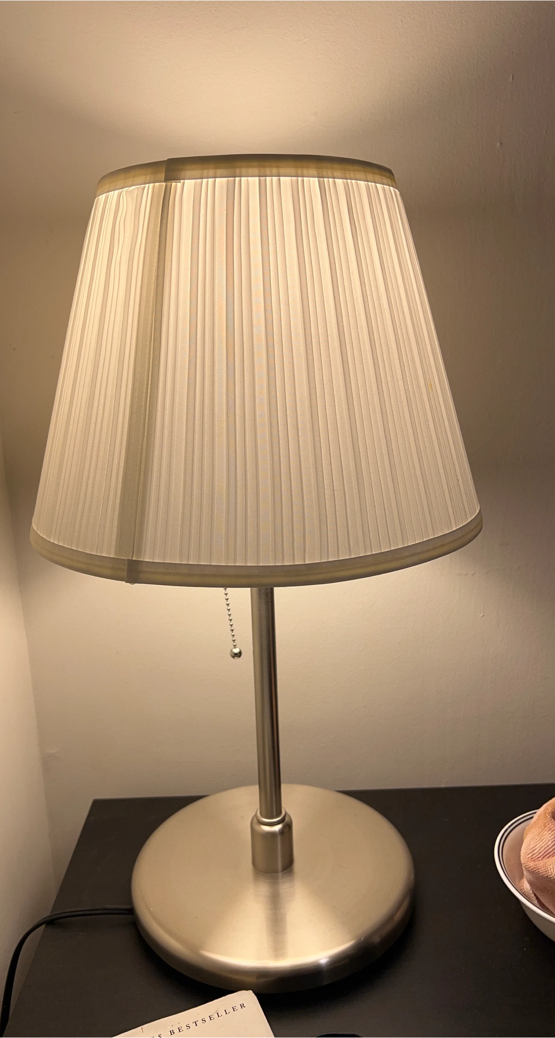 Table Lamp with White Pleated Shade