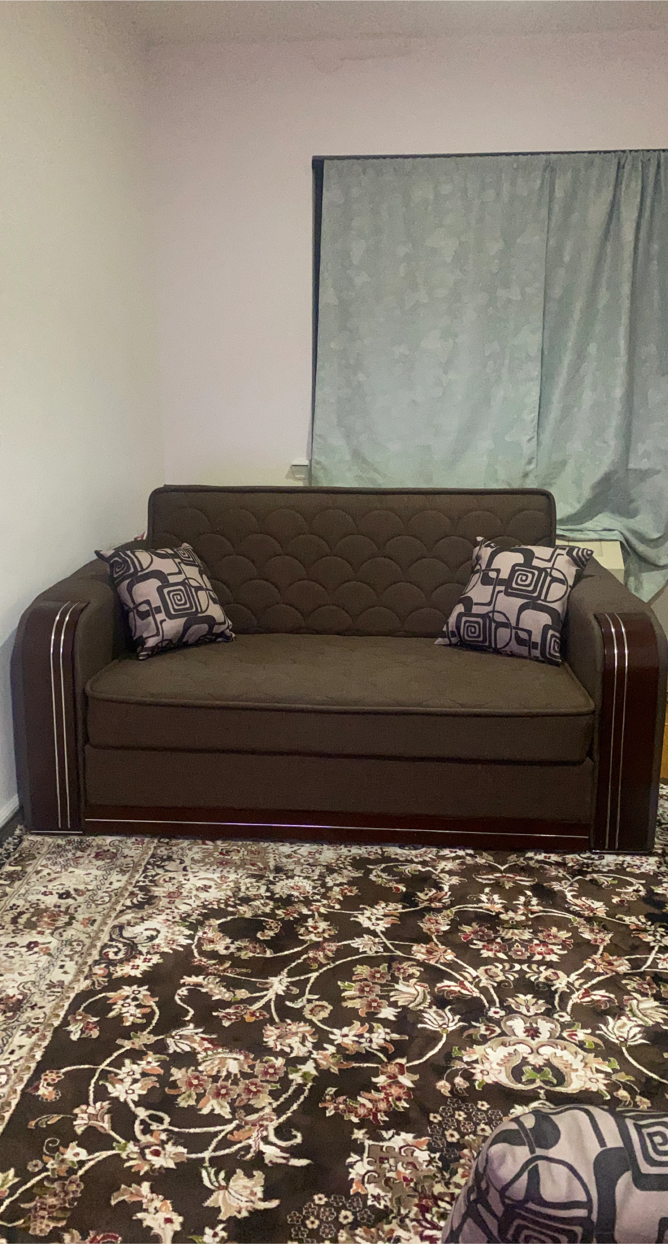 Brown Sofa with Two Pillows thumbnail
