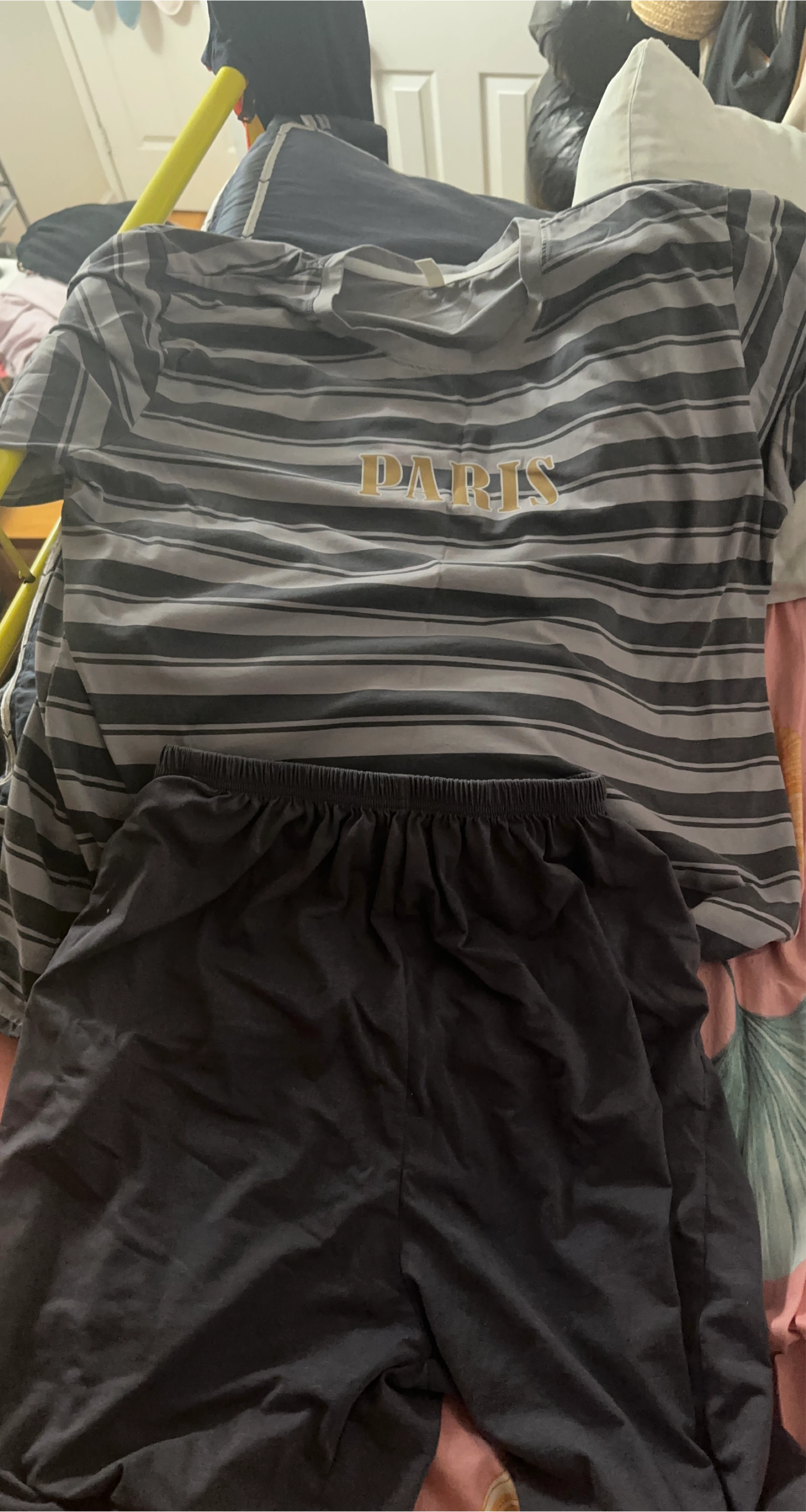 Striped Paris T-shirt & Black Shorts Set thumbnail