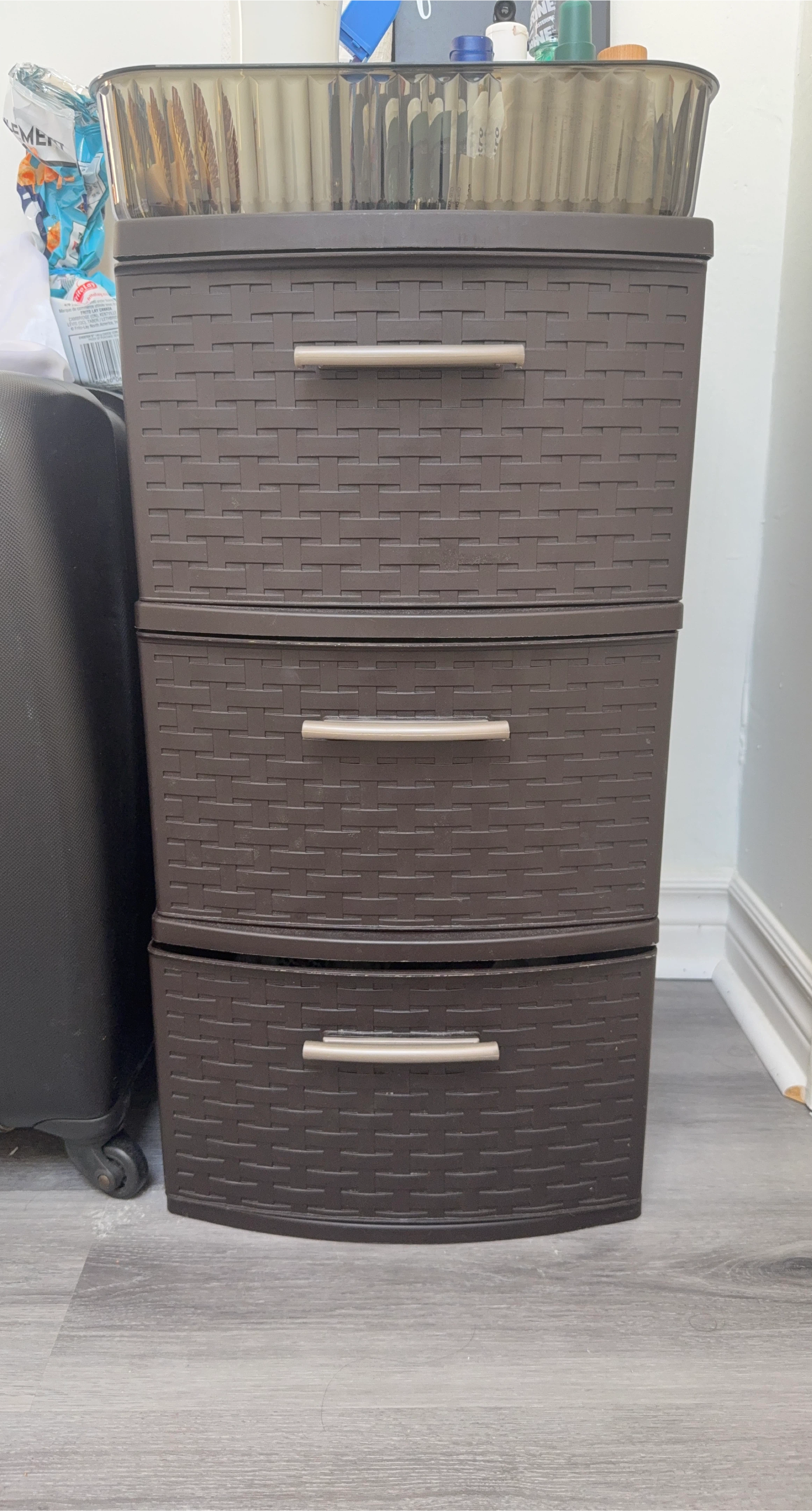 3-Drawer Brown Plastic Storage Unit