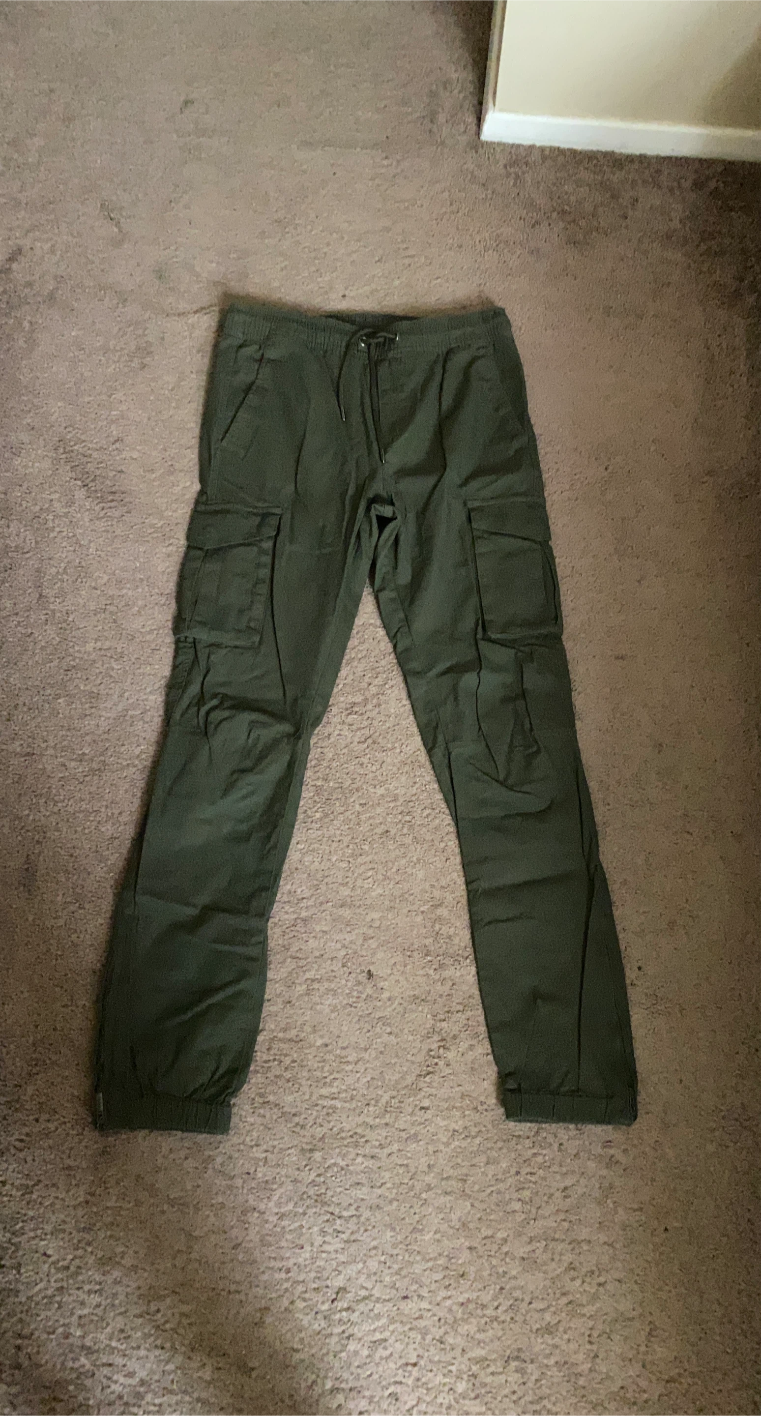 Olive Green Cargo Joggers