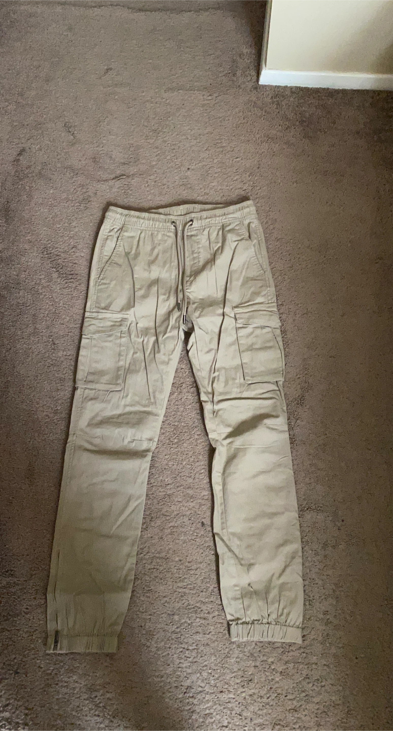 Beige Cargo Jogger Pants