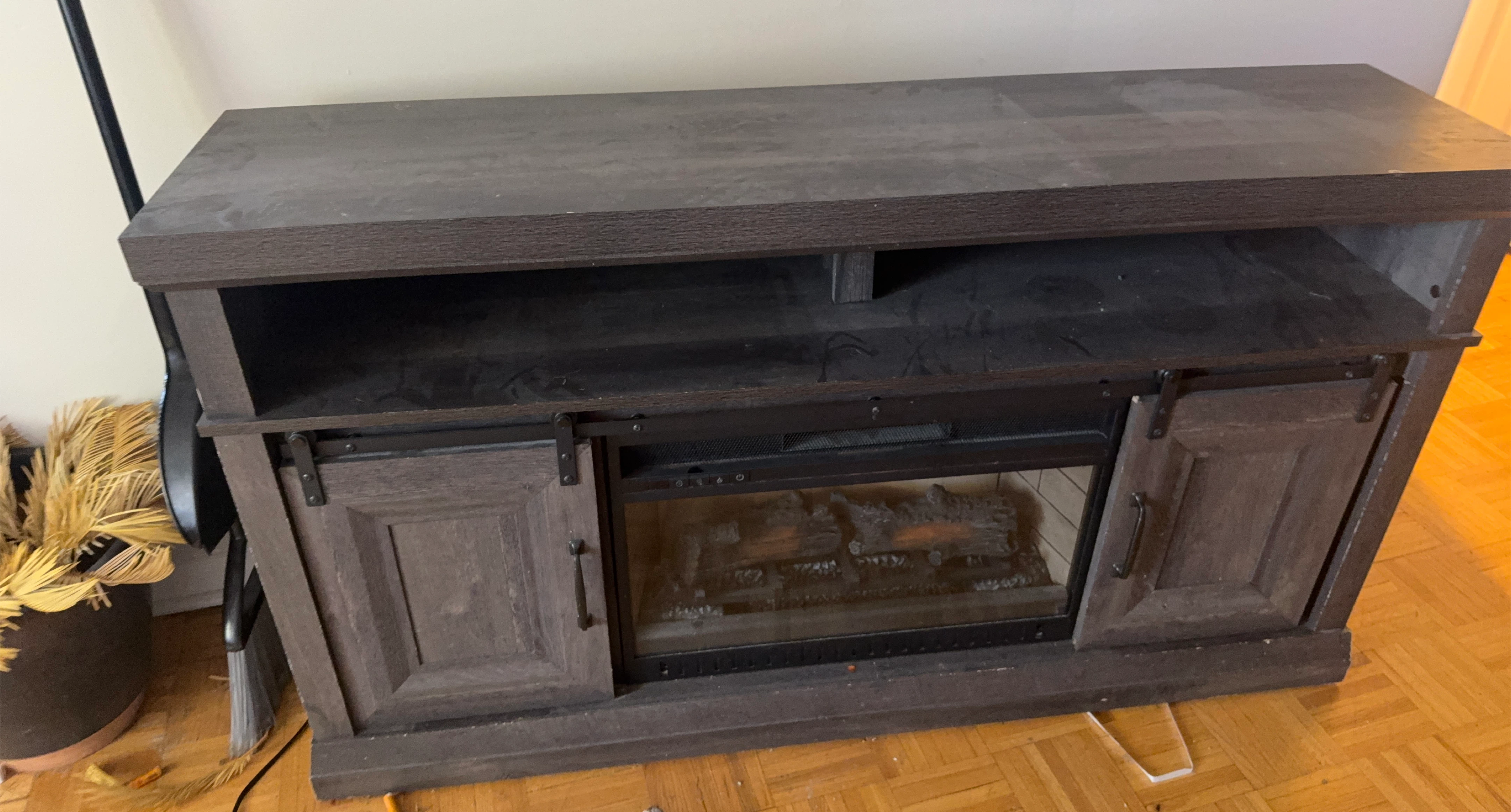Fireplace TV Stand - Dark Brown thumbnail