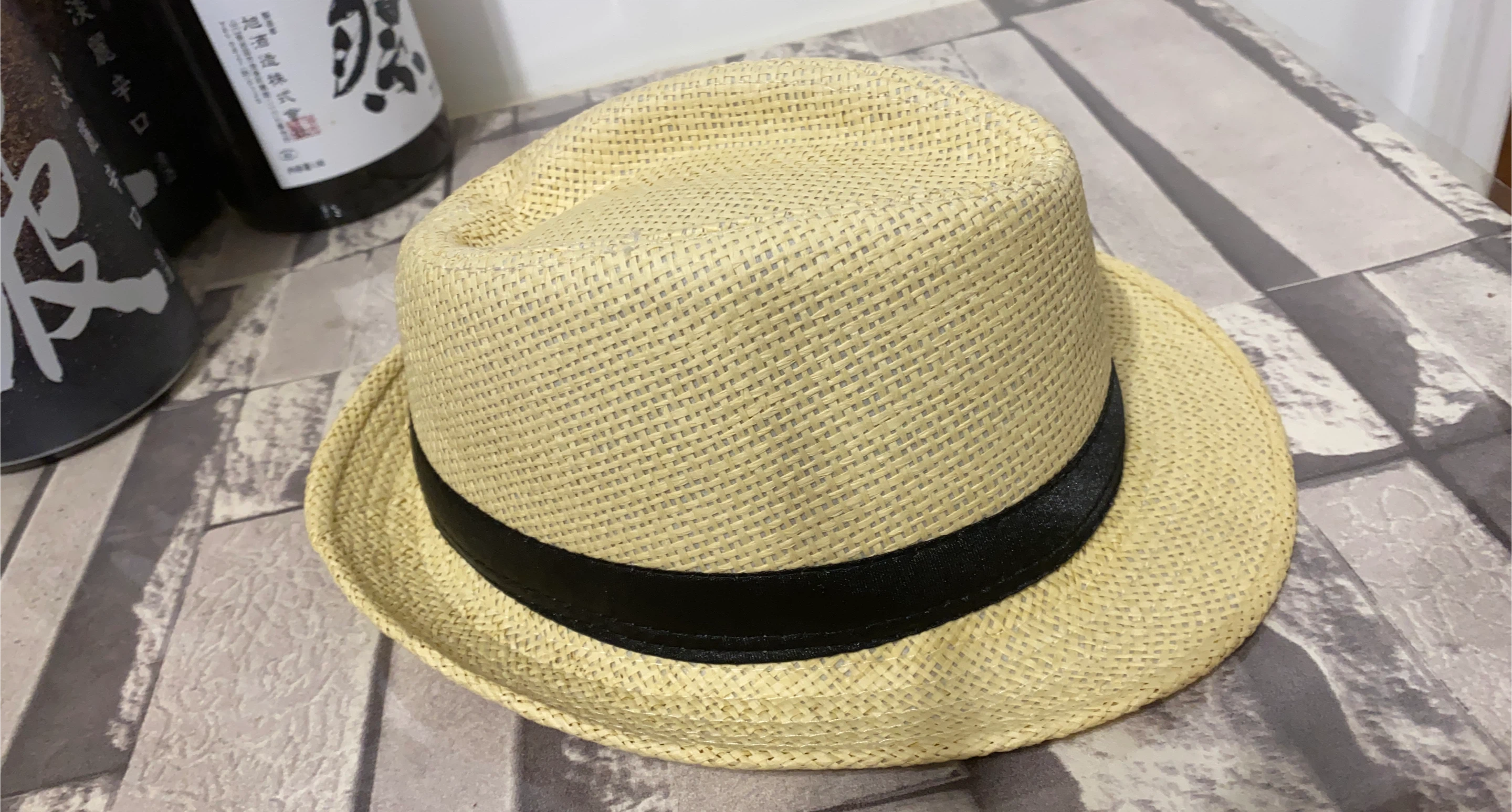 Straw Fedora Hat with Black Band thumbnail