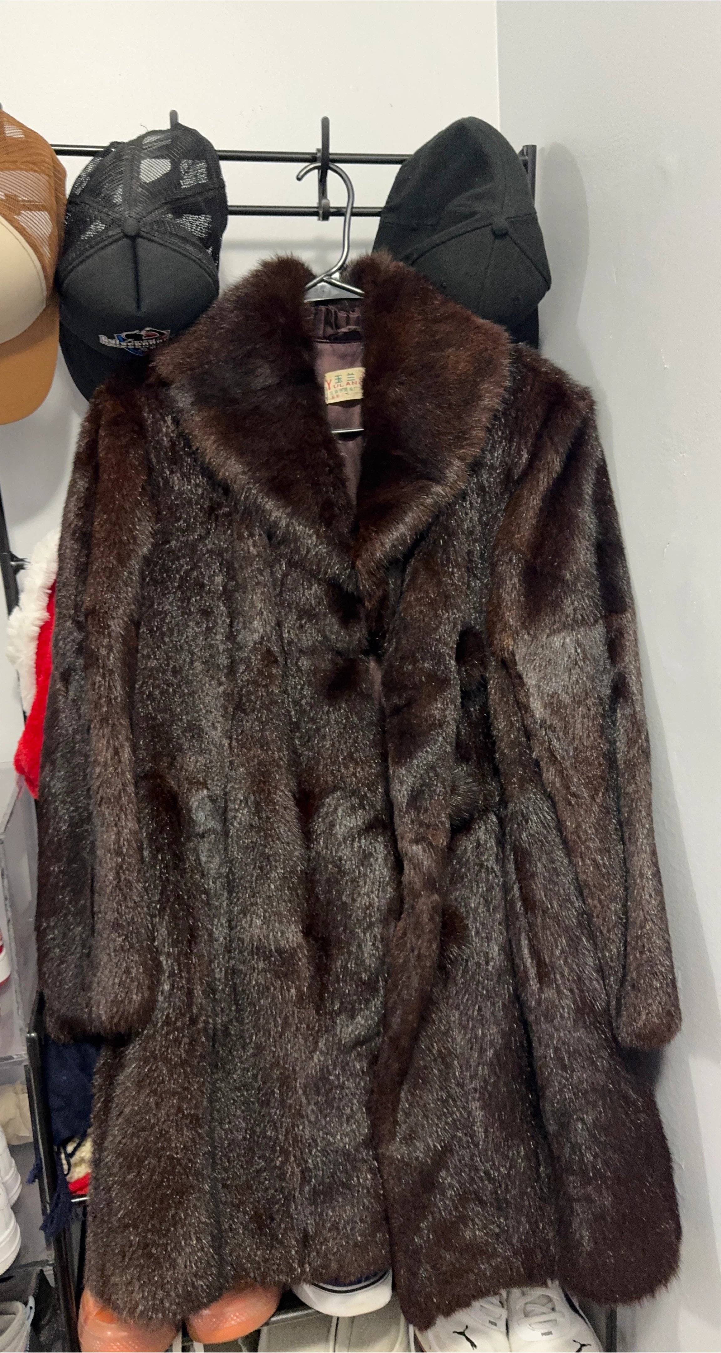 Brown synthetic Fur Coat