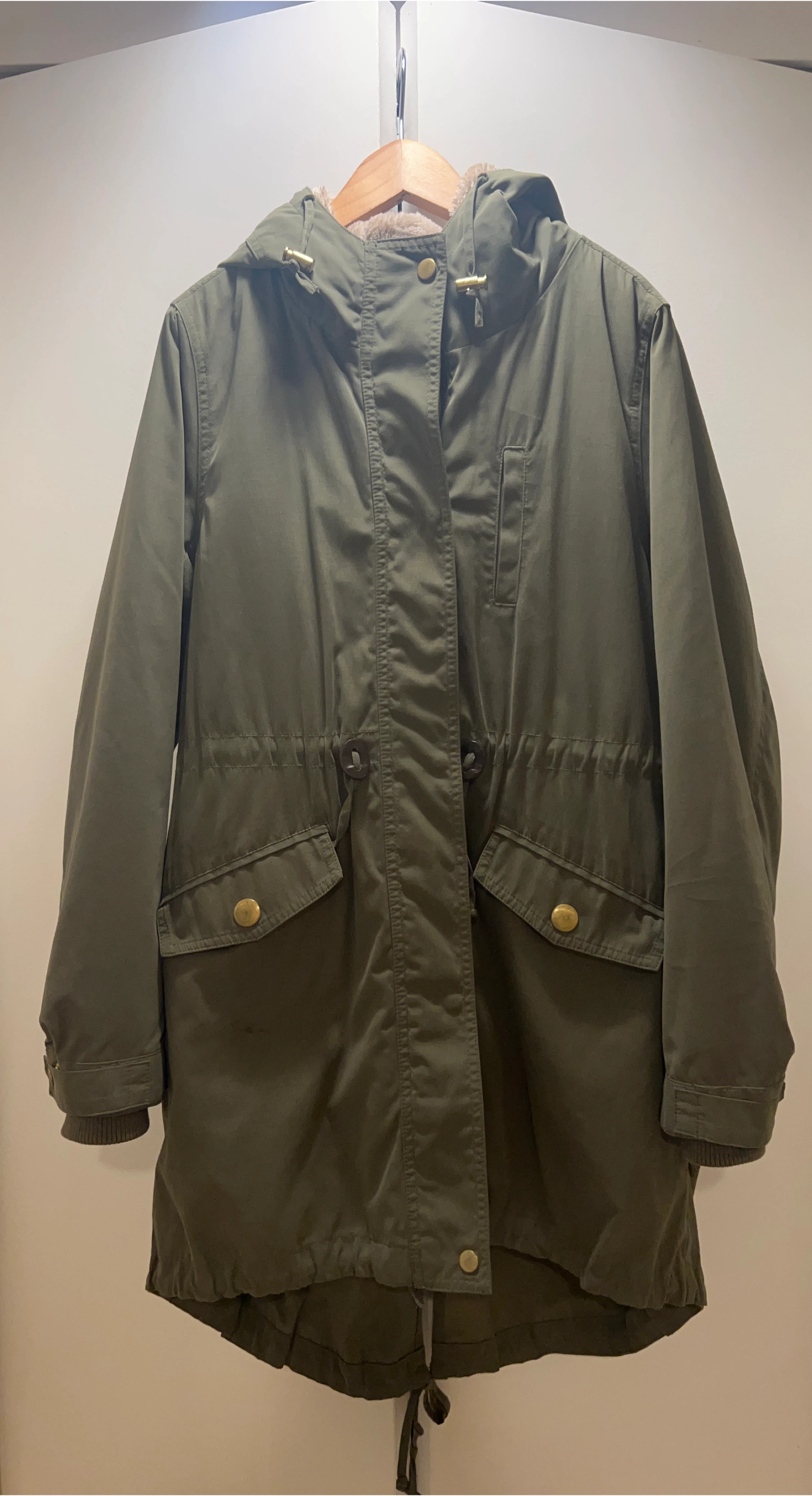 Olive Green Parka Coat for women thumbnail