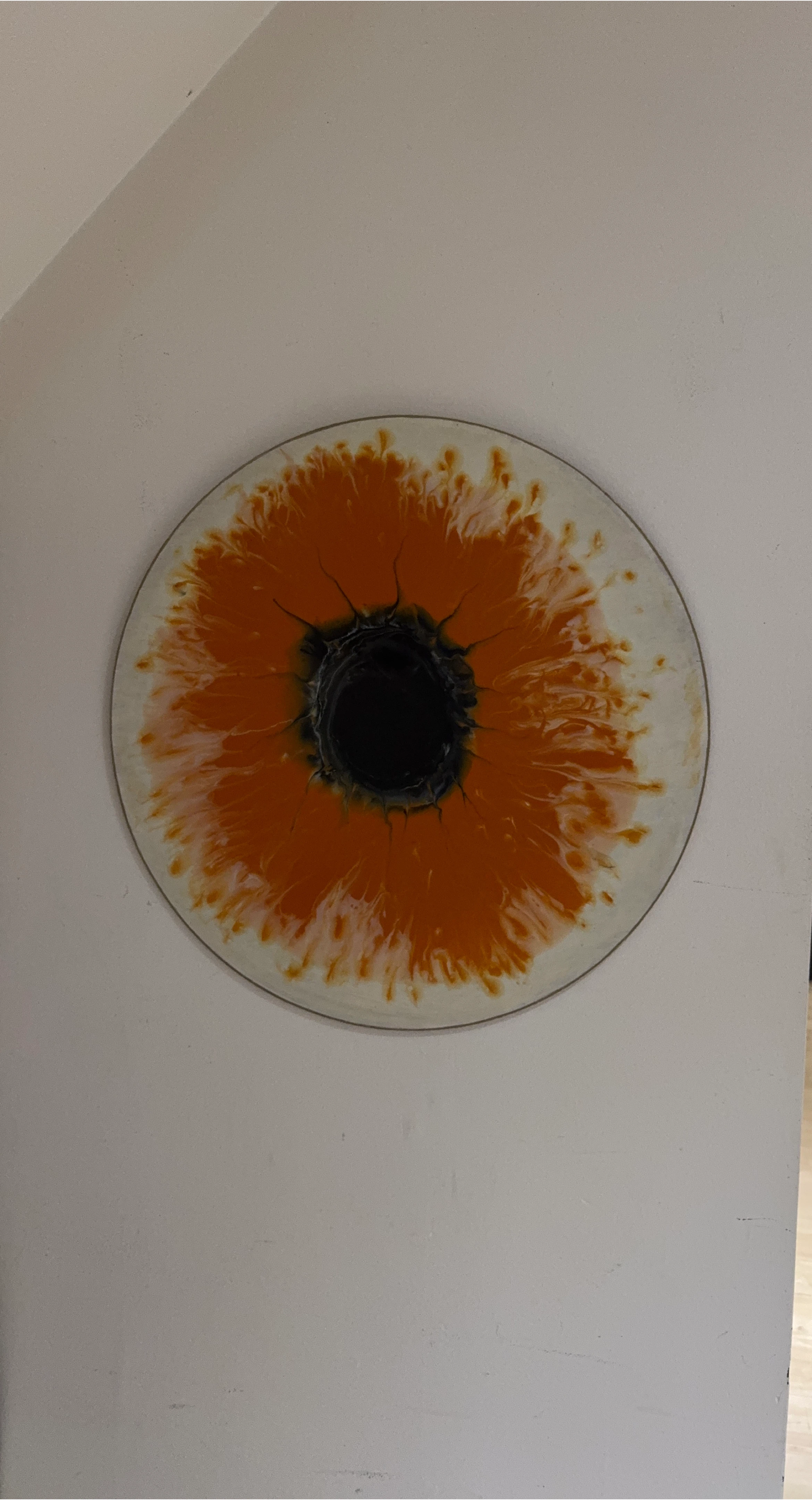 Unique Abstract Round Wall Art - Orange and Black