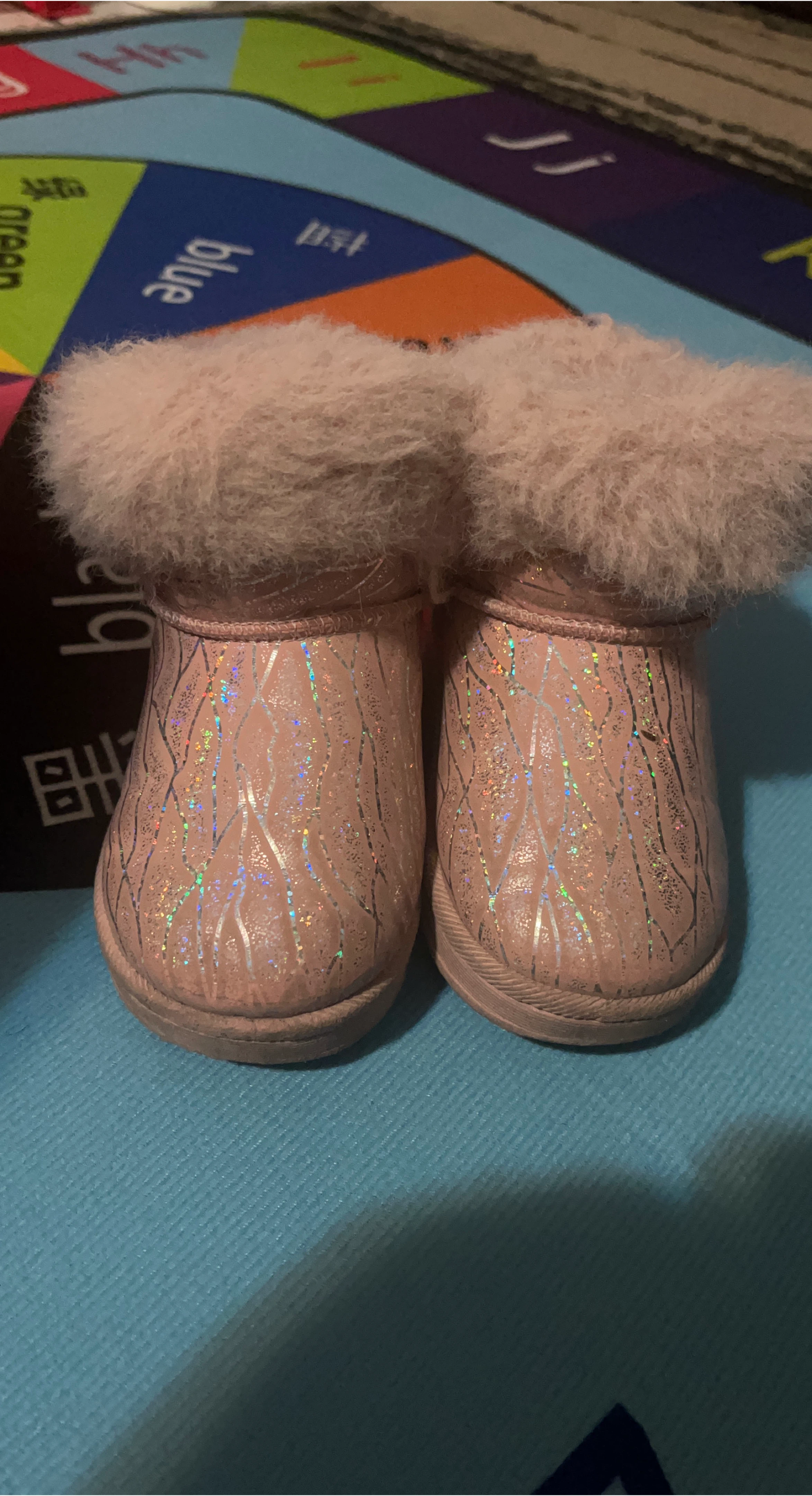 Pink Furry Baby Boots