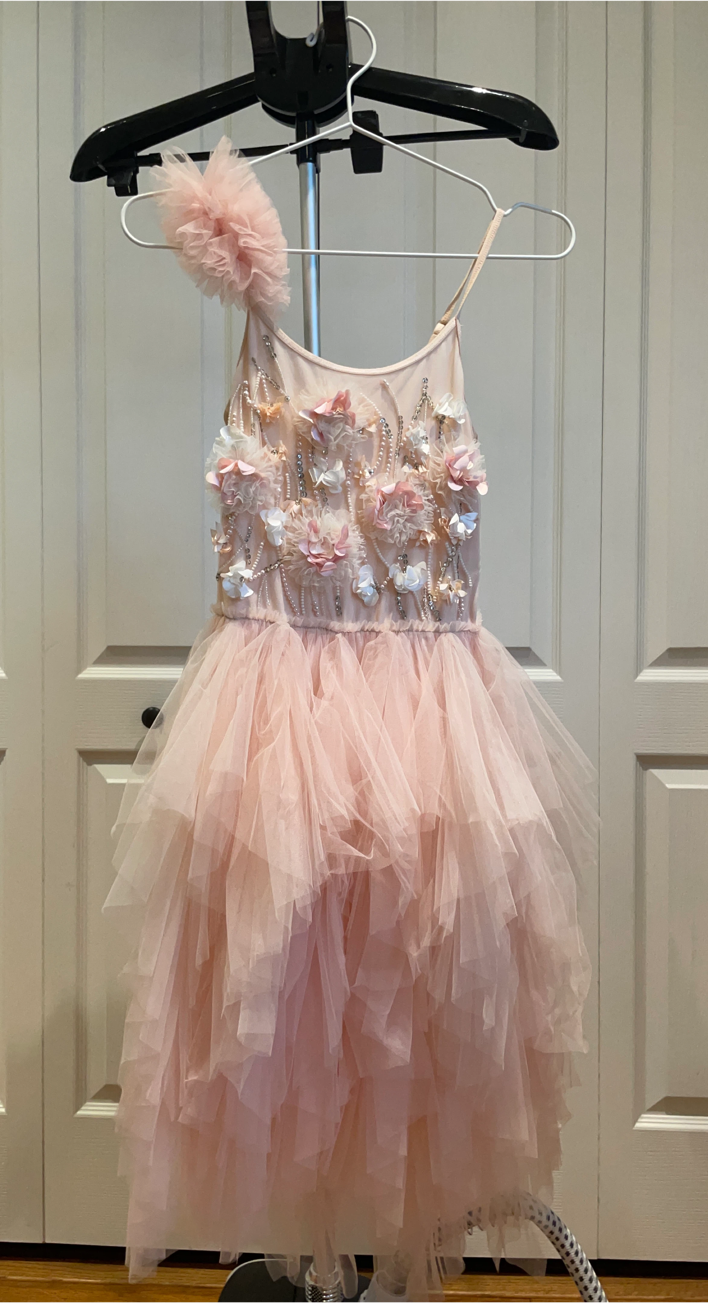 Pink Tulle Dress with Floral Detail thumbnail