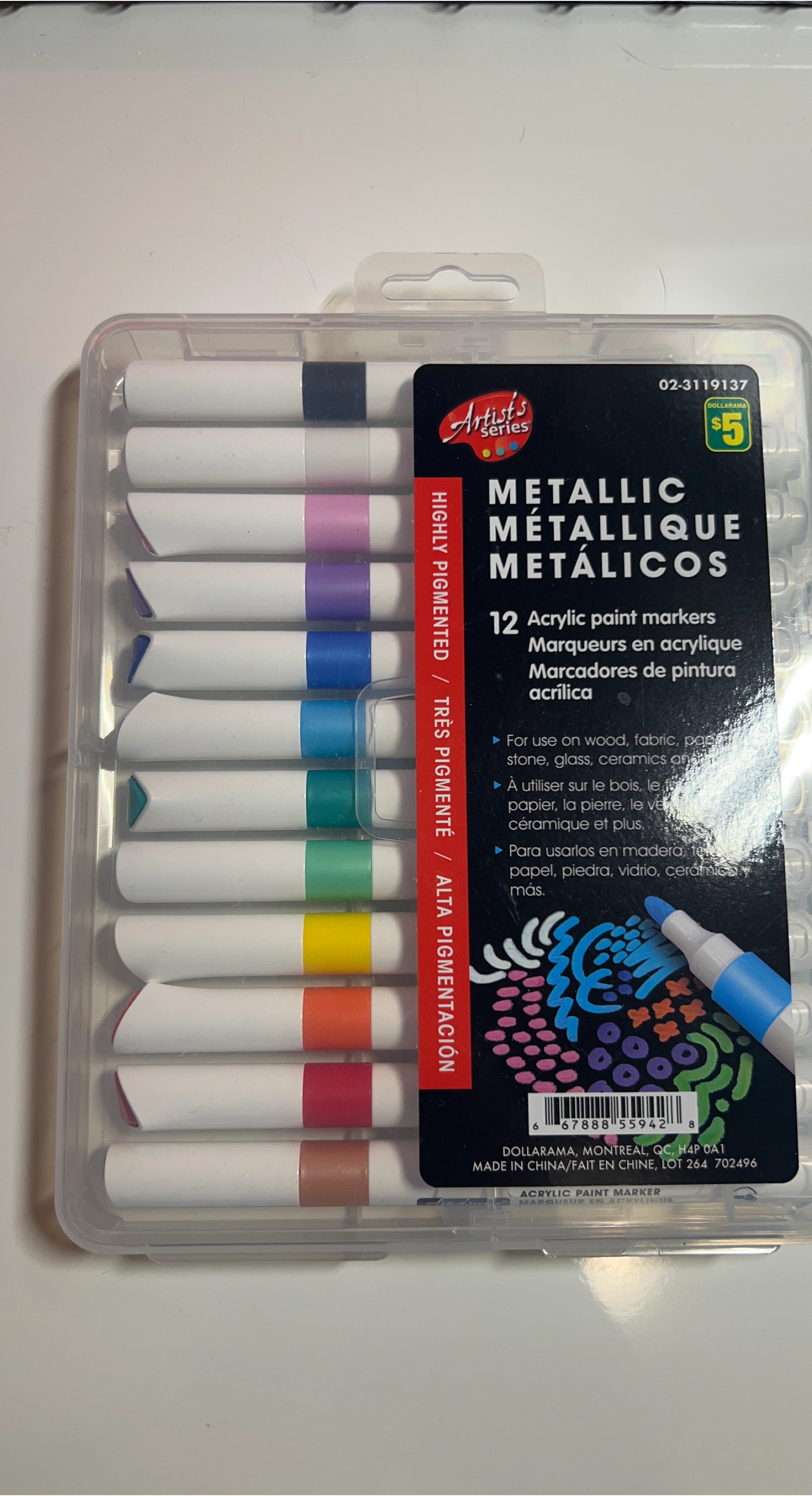 NEW Artist's Series Metallic Acrylic Paint Markers - 12 Pack image indicator(1)