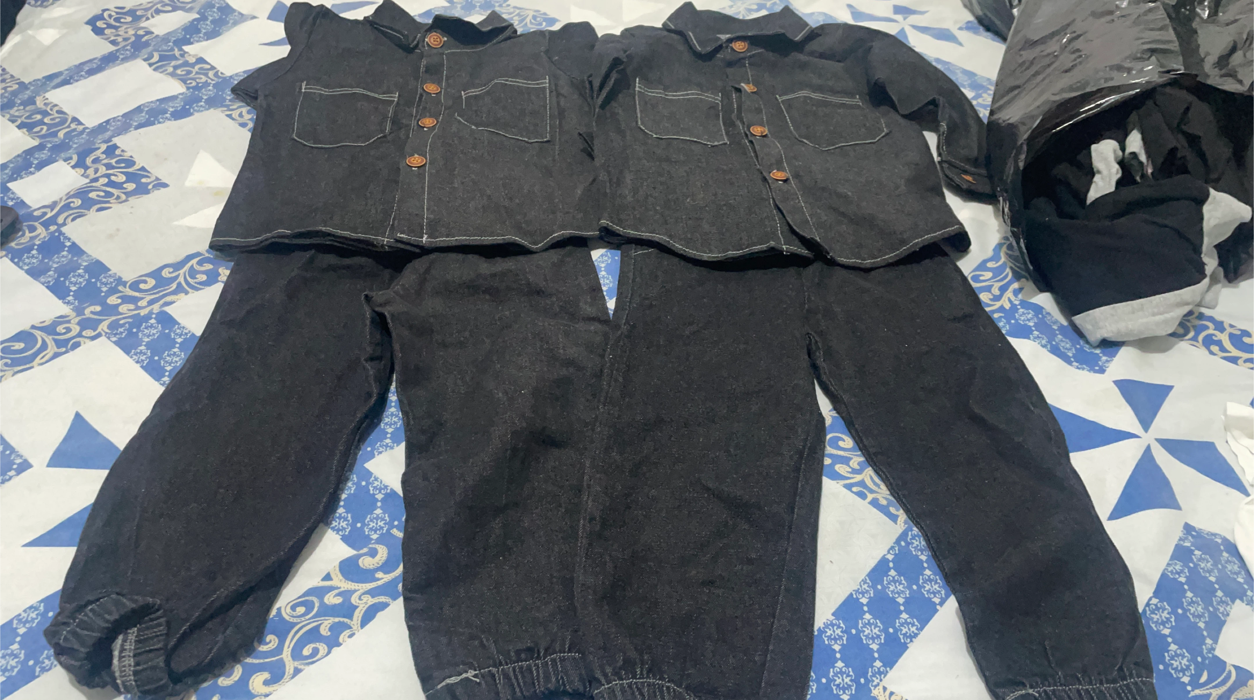 Kids Black Denim Outfit Set thumbnail