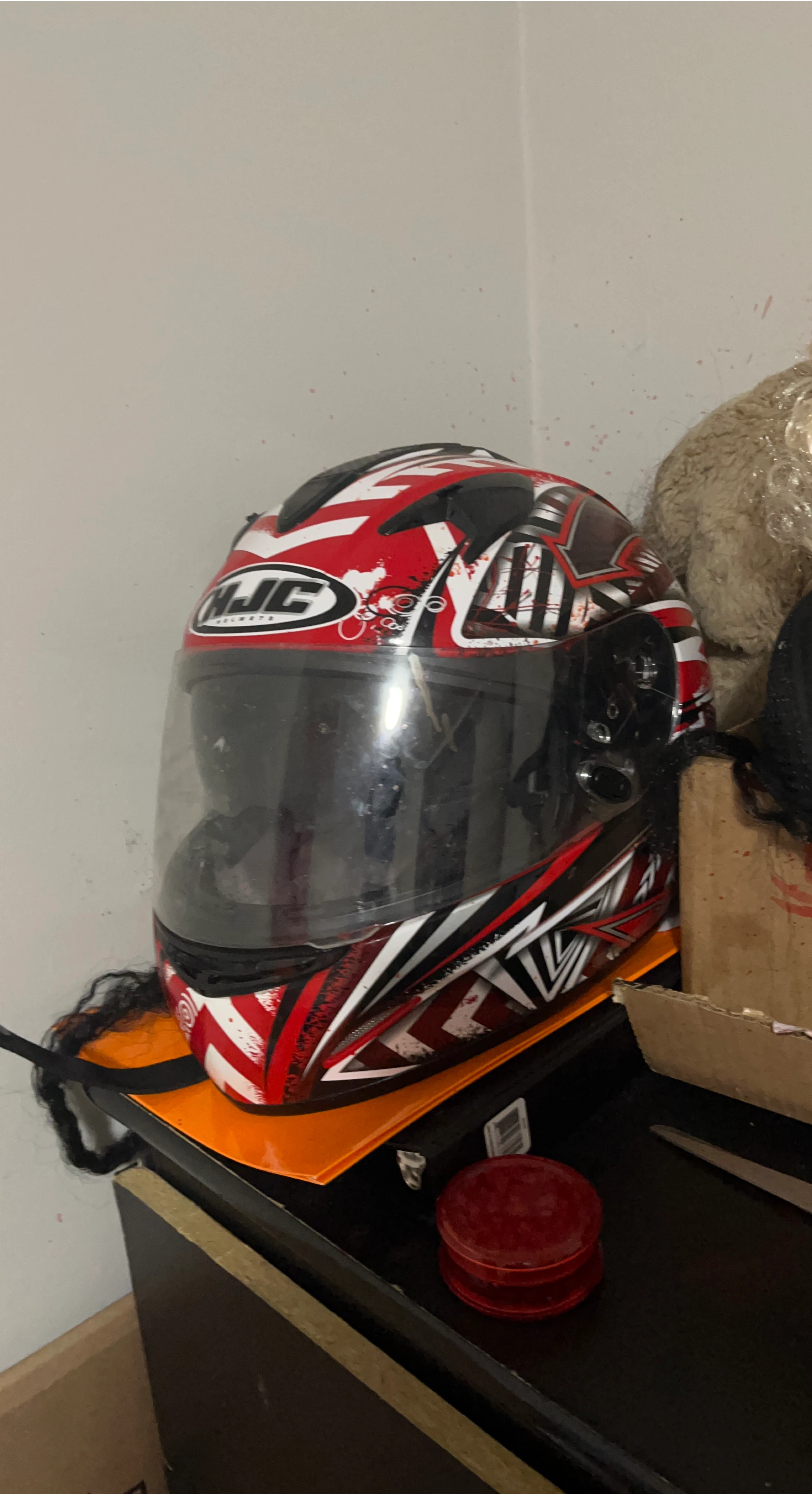 HJC Helmet - Red, White & Black thumbnail