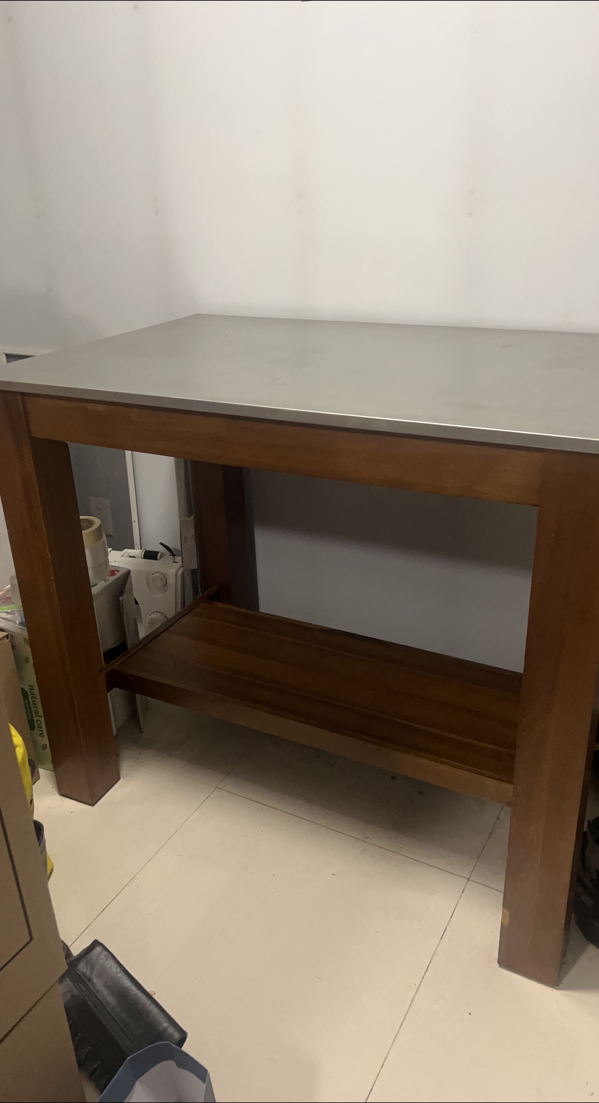 West ElmWooden Kitchen Island with Stainless Steel Top thumbnail