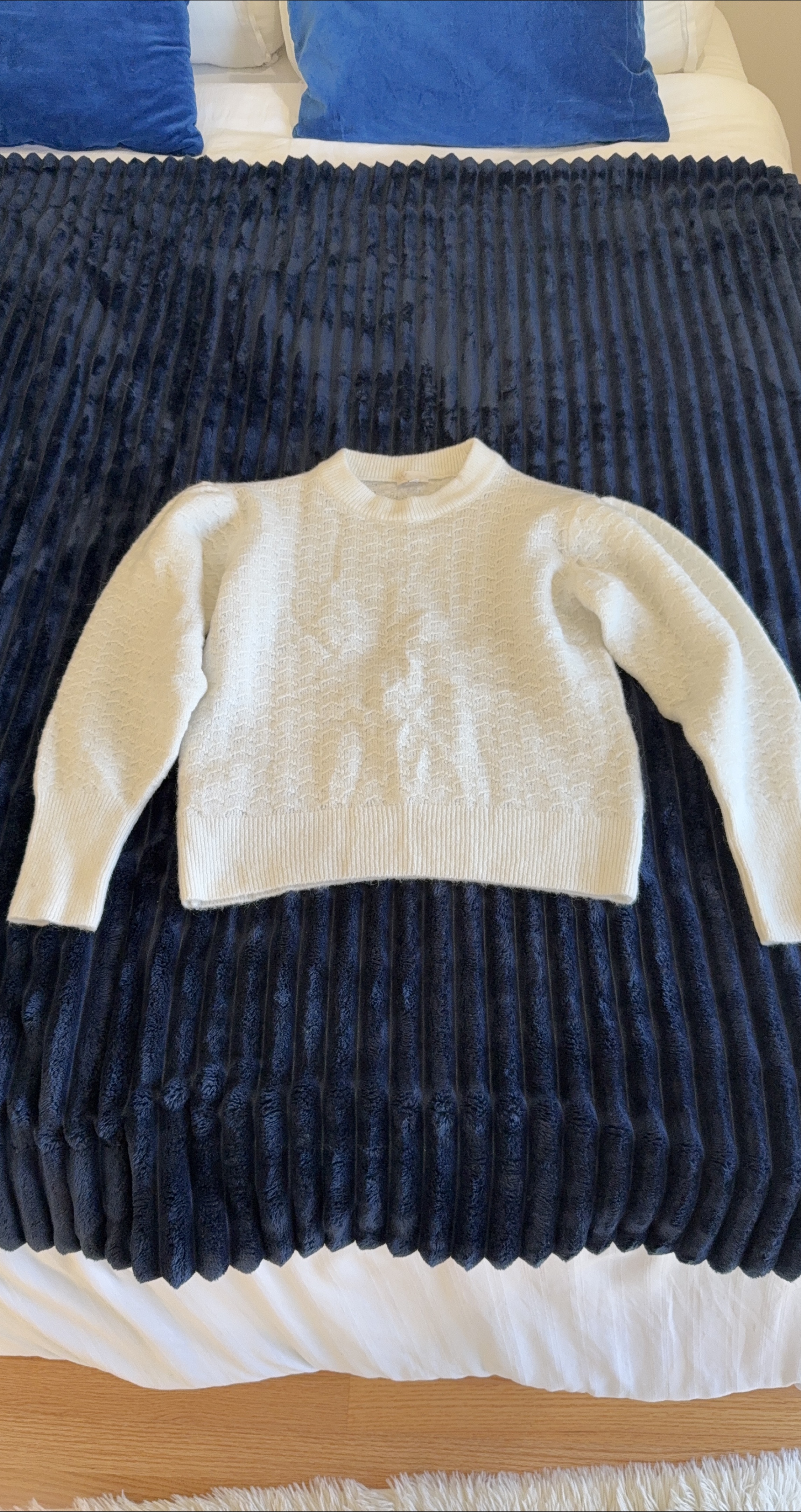 White Textured Knit Sweater