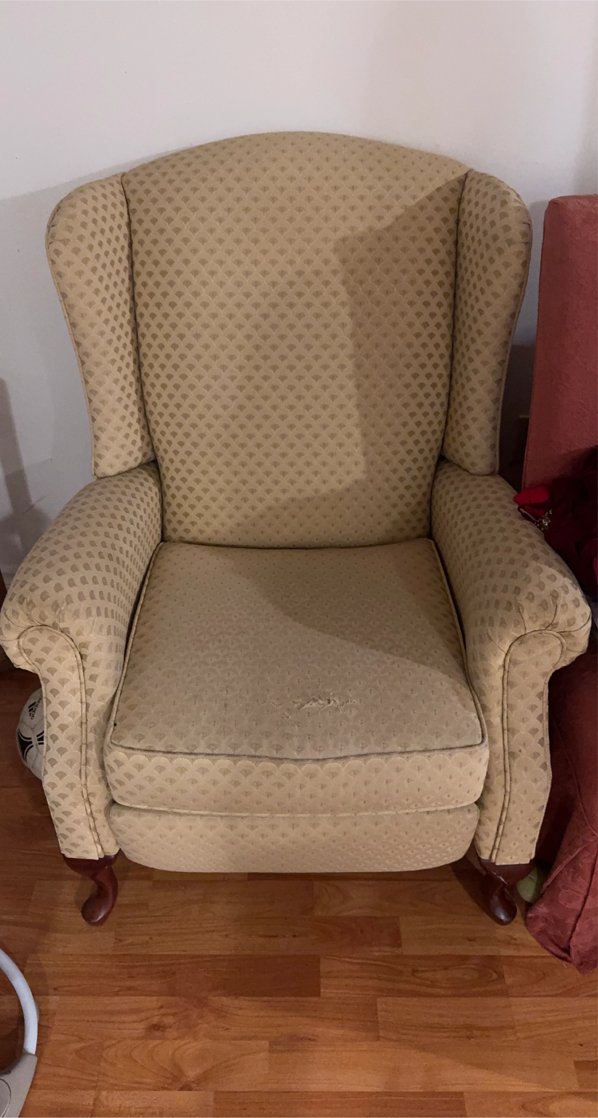 Wingback Armchair - Beige Patterned Fabric thumbnail
