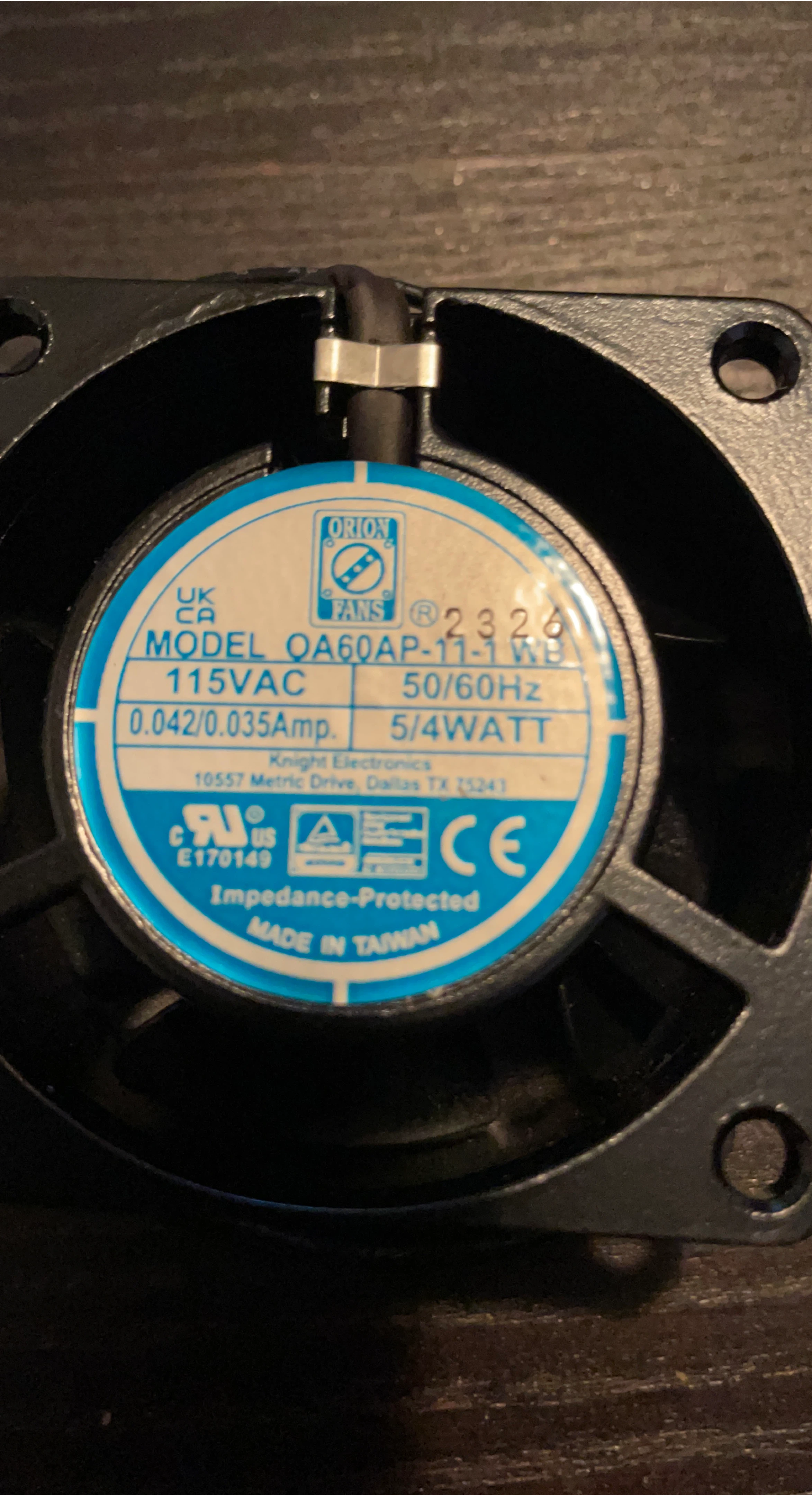 Orion Fans QA60AP-11-1 WB thumbnail