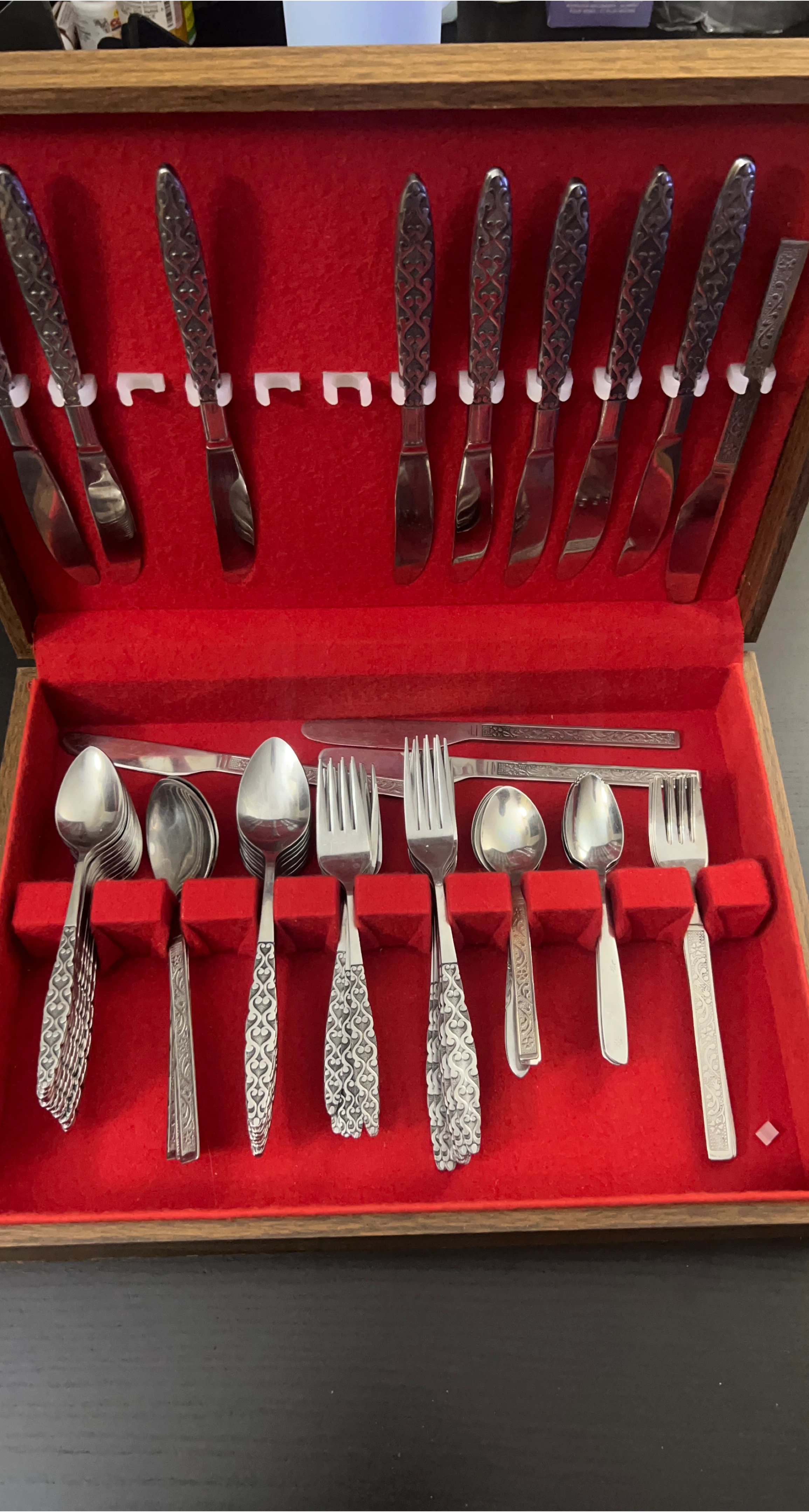 Vintage Silverware Set with Wooden Box