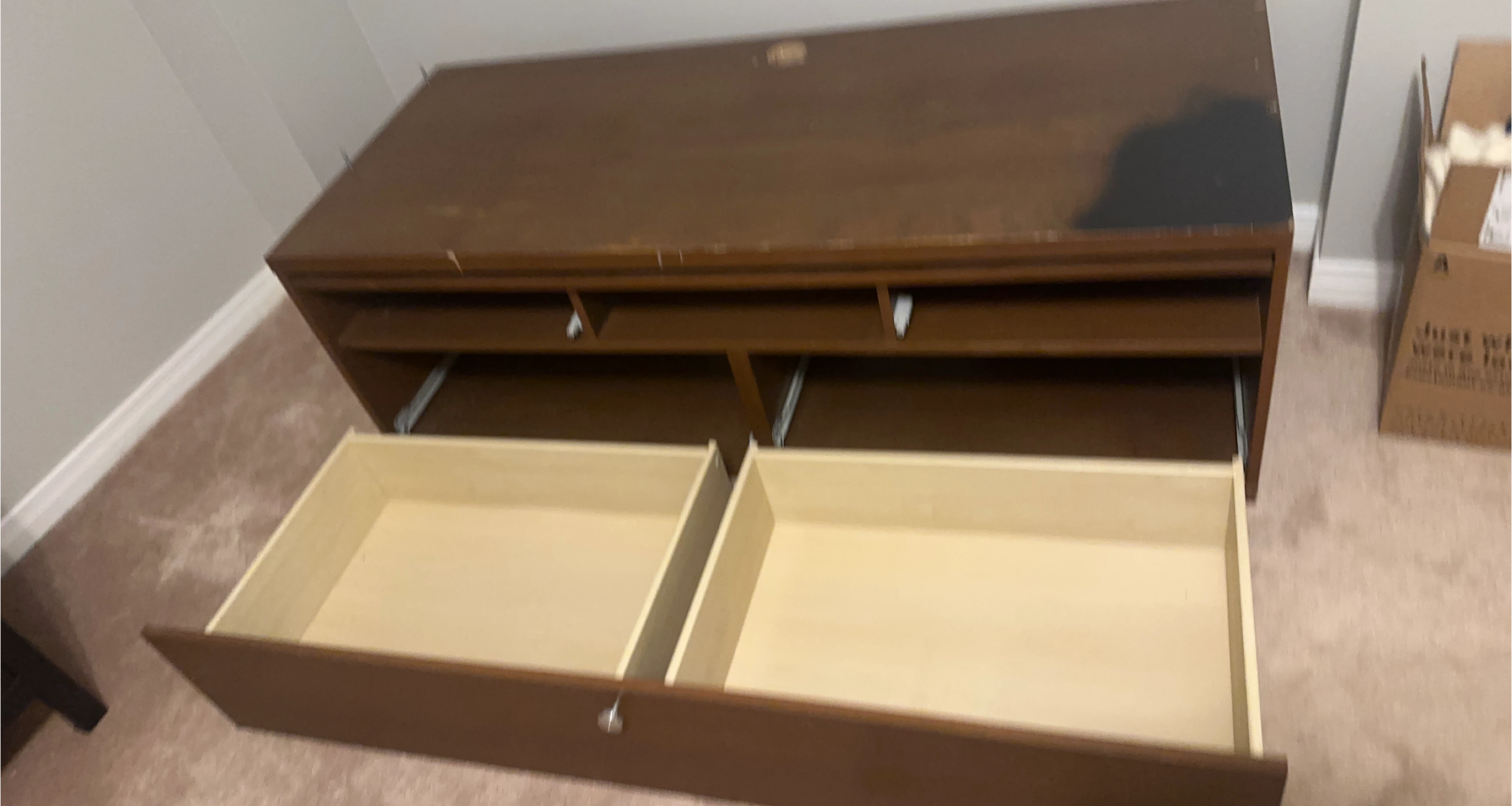 Brown Wooden Desk with Drawers