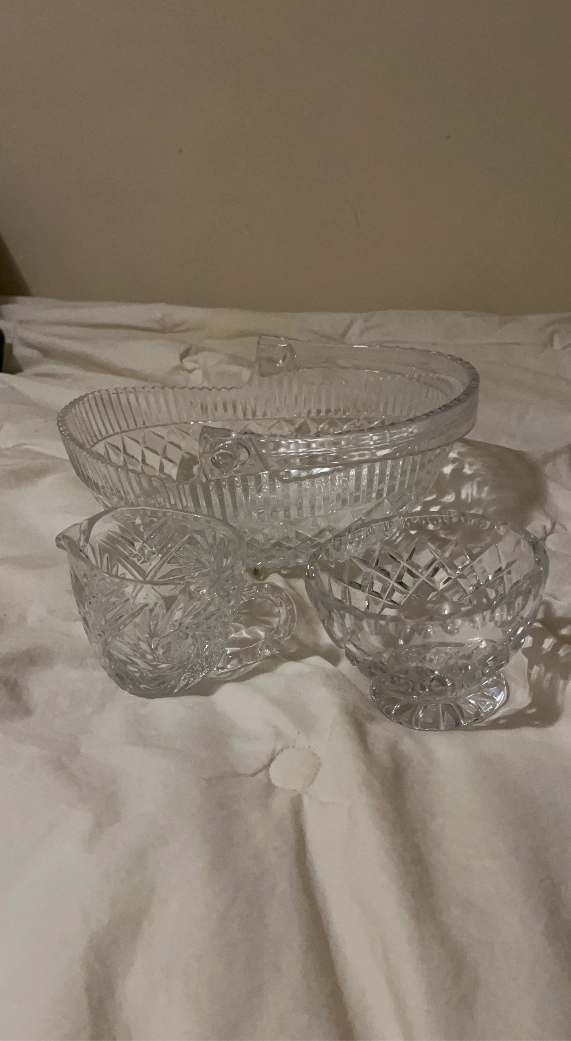 Vintage Cut Crystal Punch Bowl Set