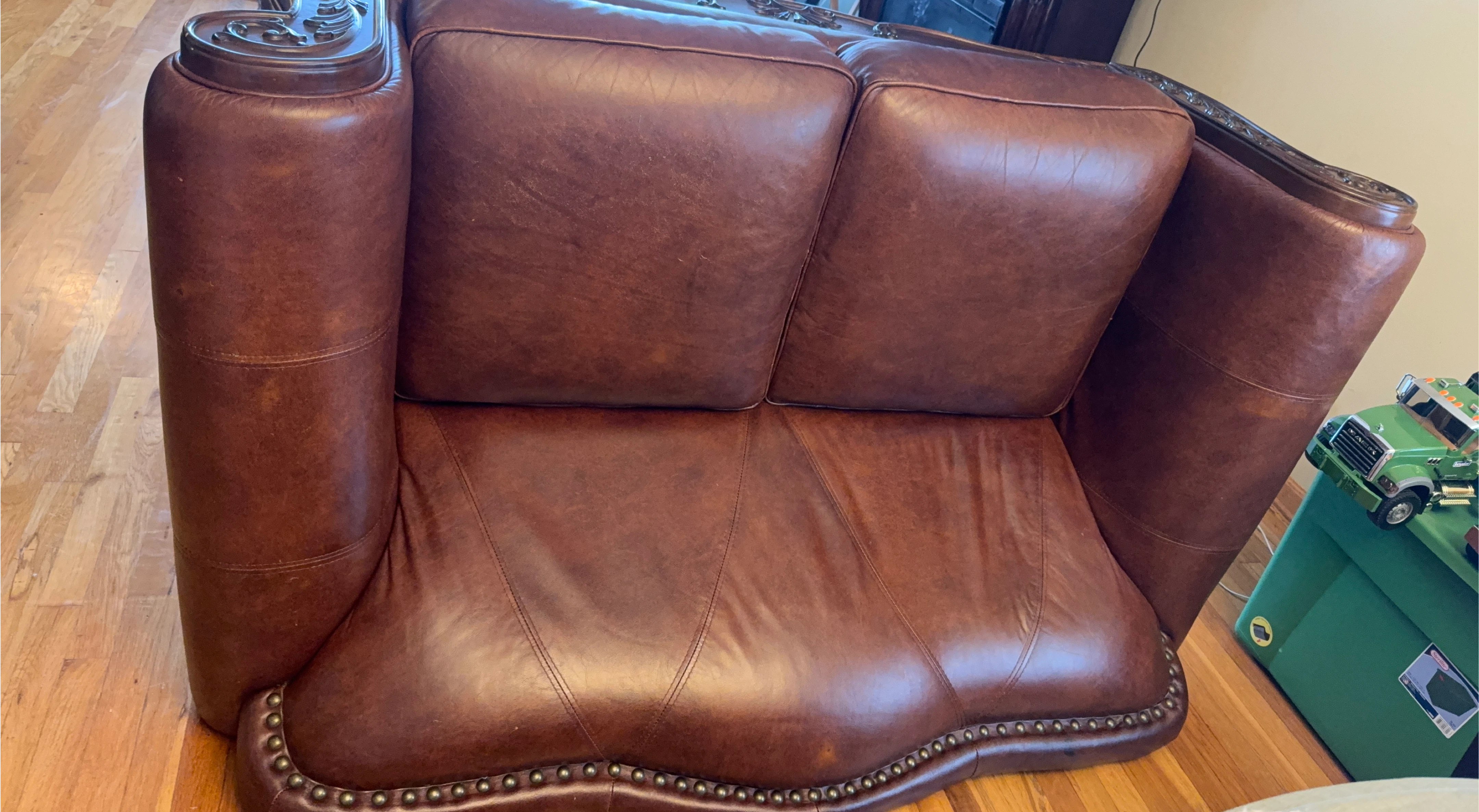 Brown Leather Loveseat Sofa