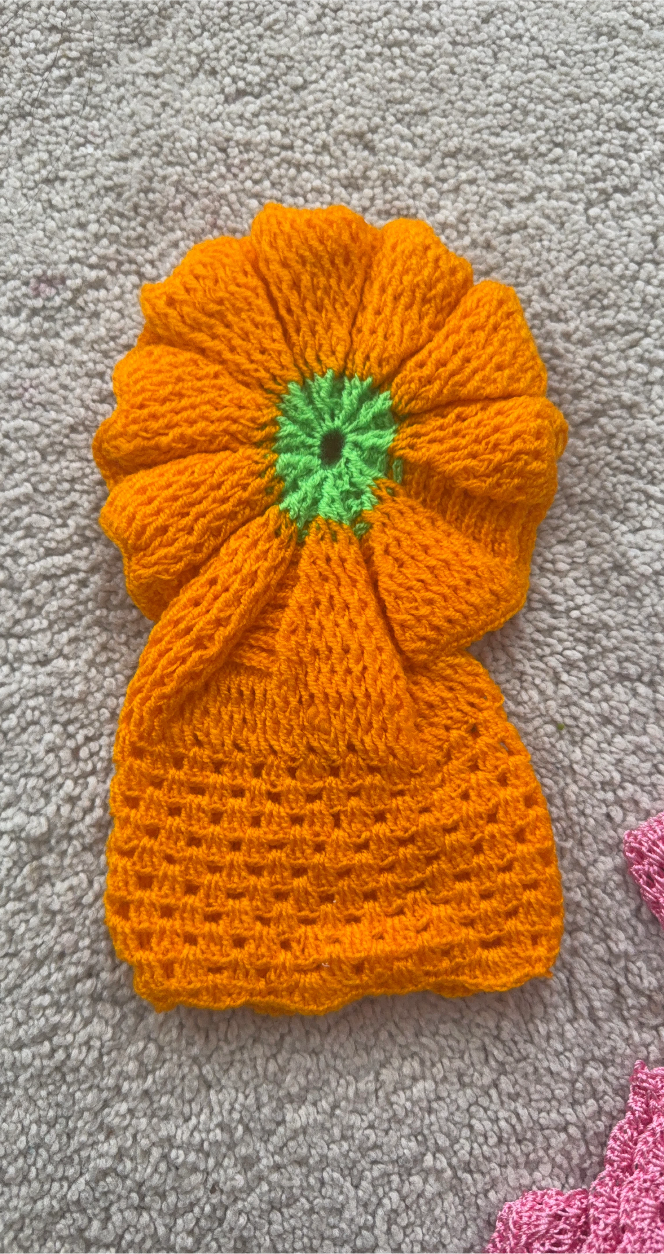 Handmade Crochet loofah - Orange & Green thumbnail