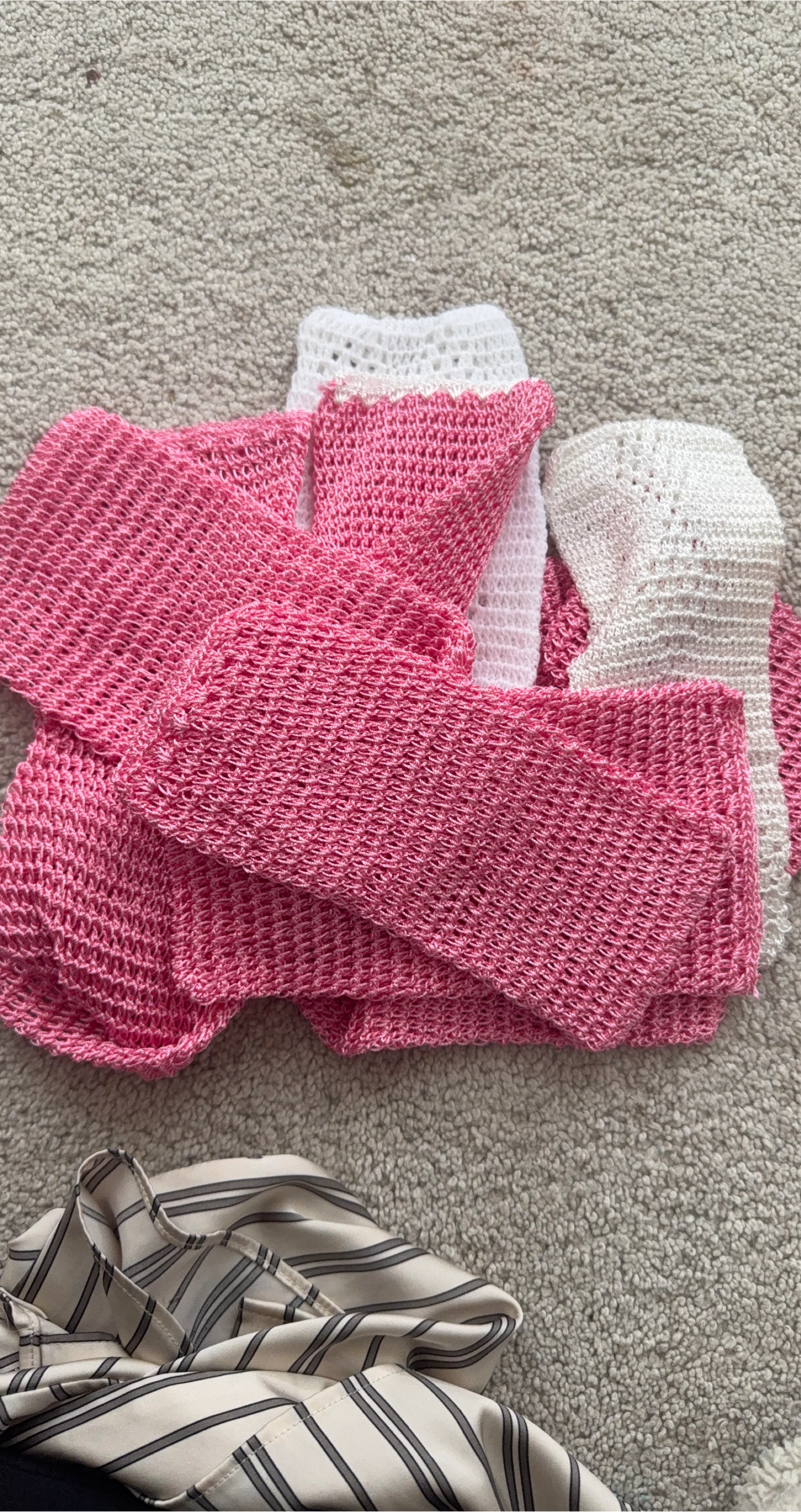 Crochet Washcloths  or loofah - Pink and White thumbnail