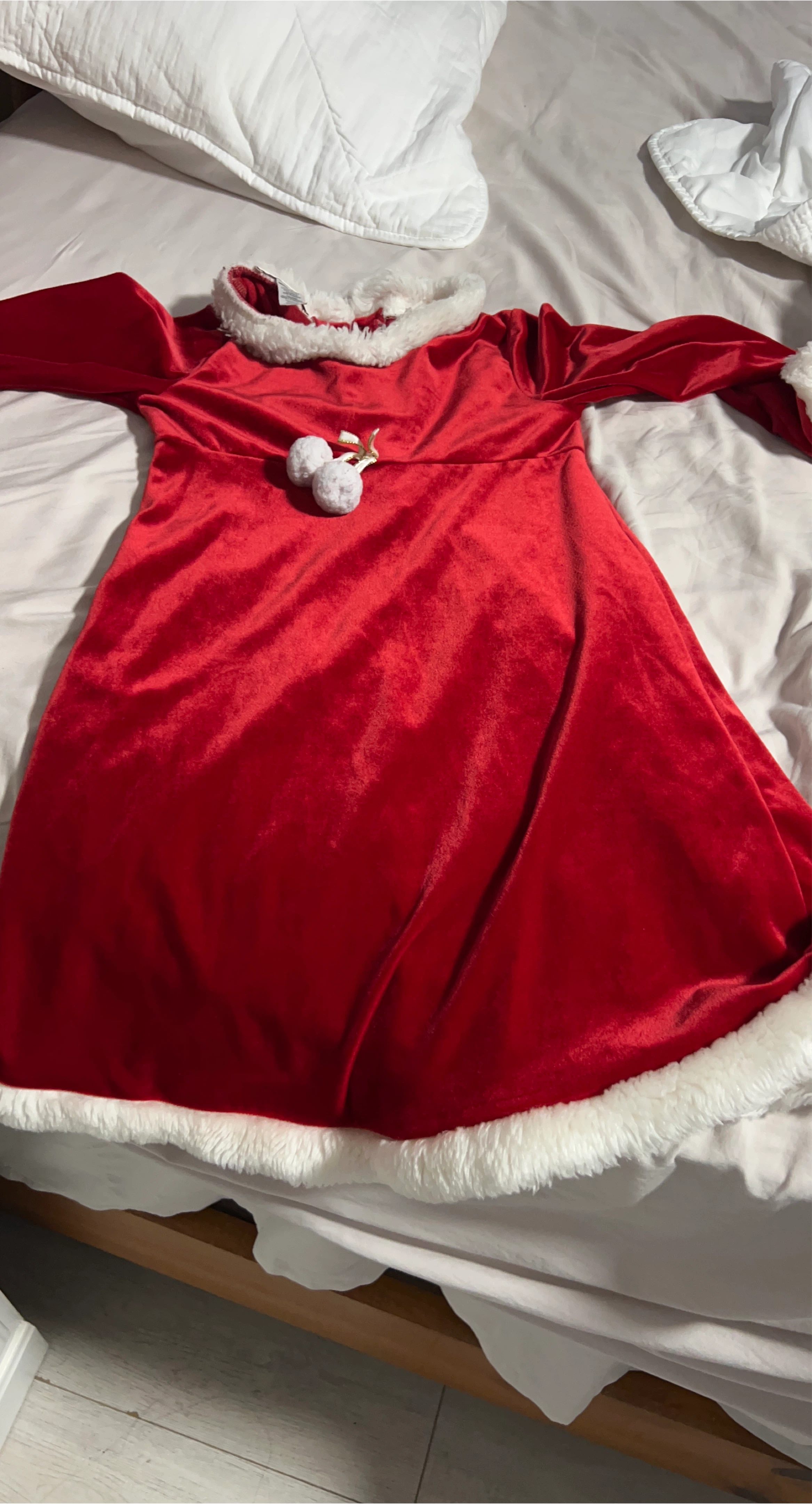 Red Santa Dress with White Fur Trim
