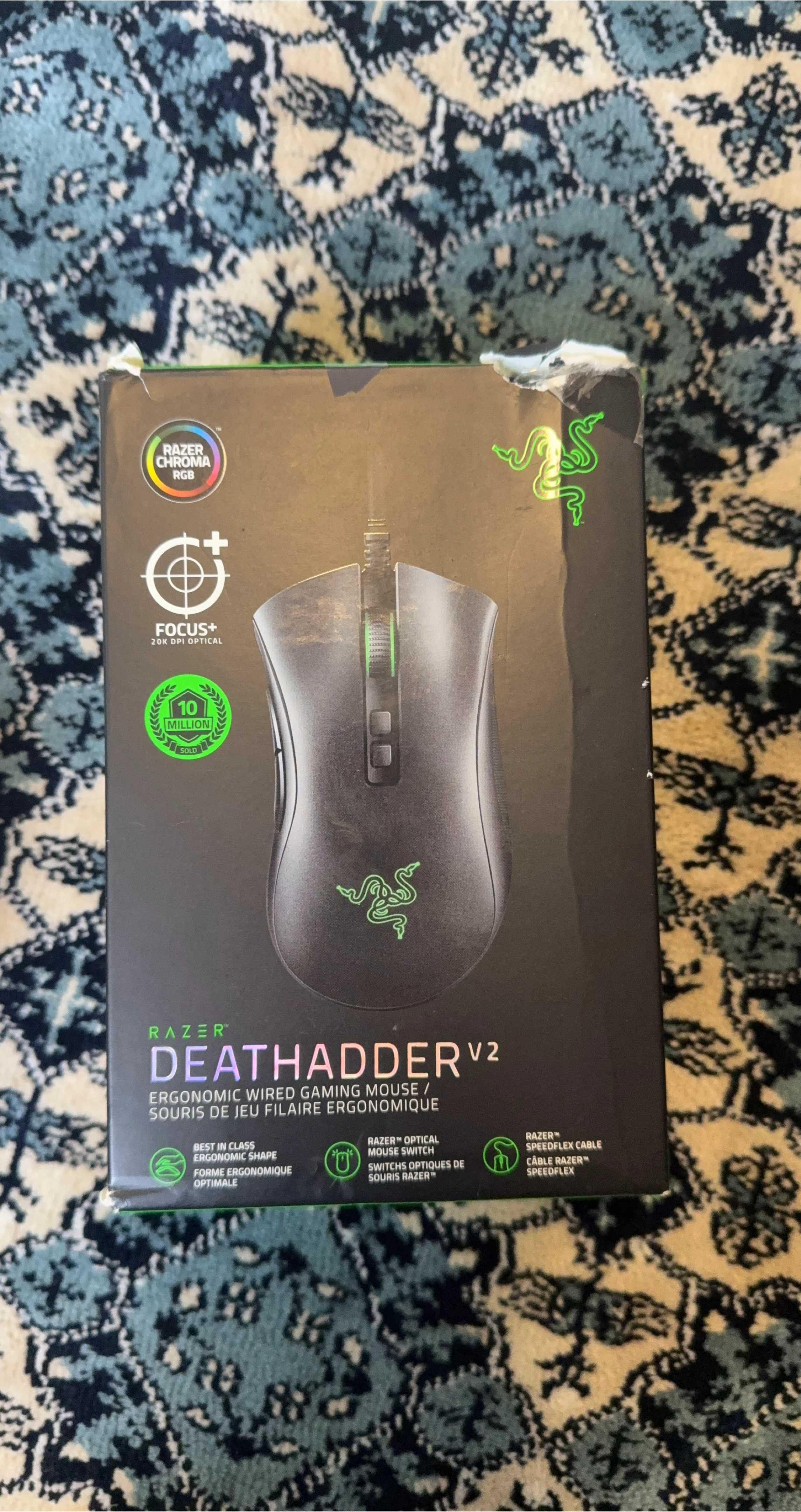 Razer DeathAdder V2 Ergonomic Wired Gaming Mouse - Black thumbnail