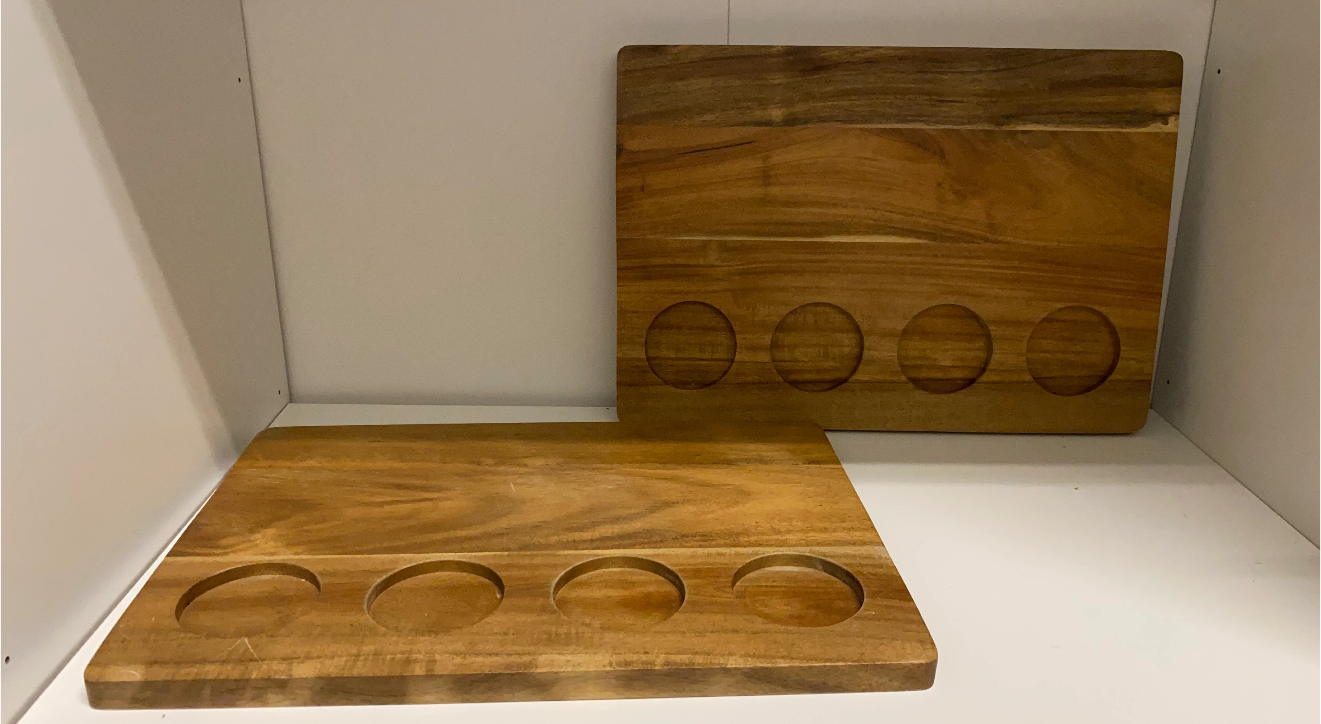 2 Wooden Serving Boards with Cup Holders thumbnail