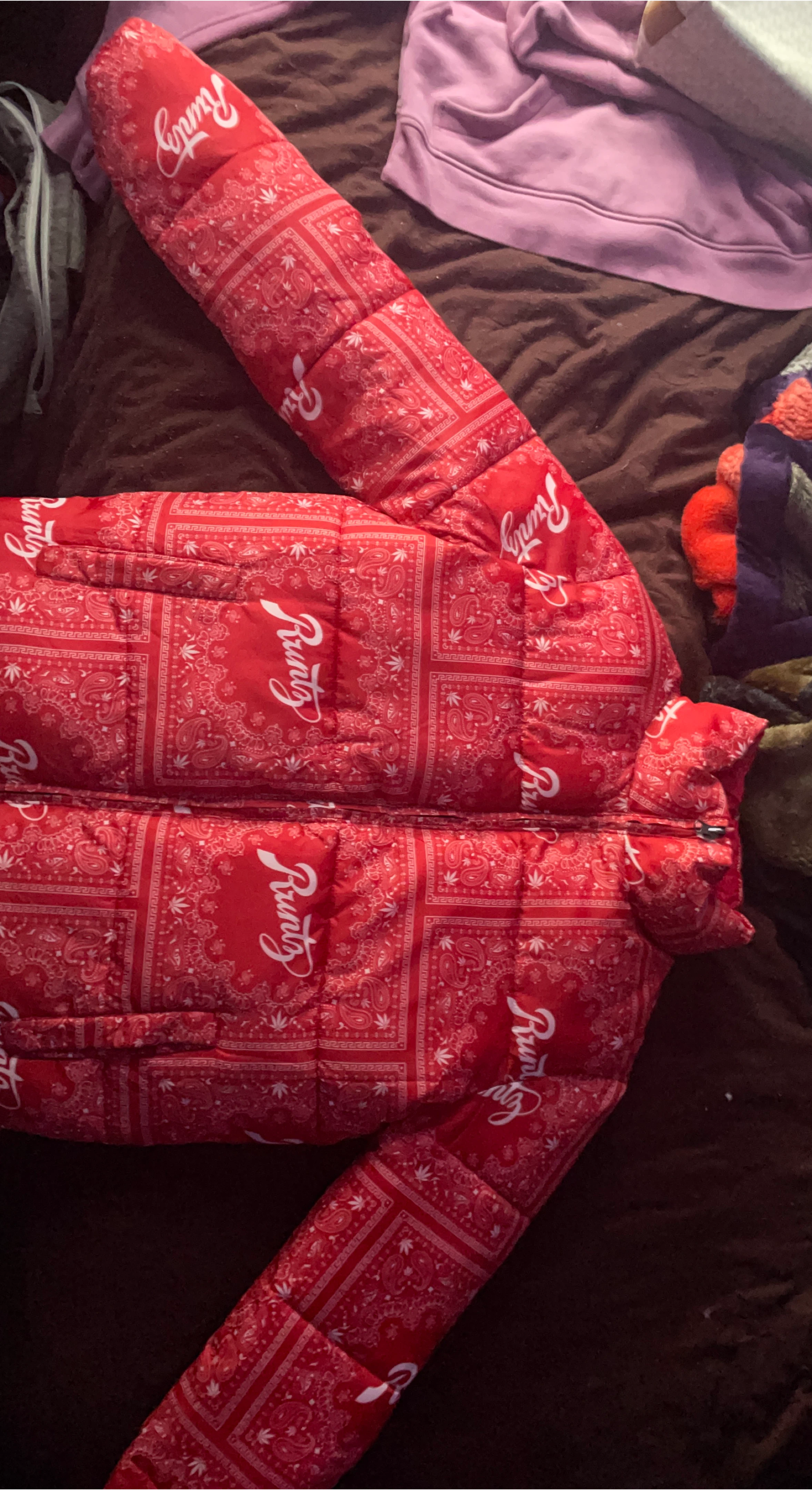 Runtz Red Bandana Puffer Jacket